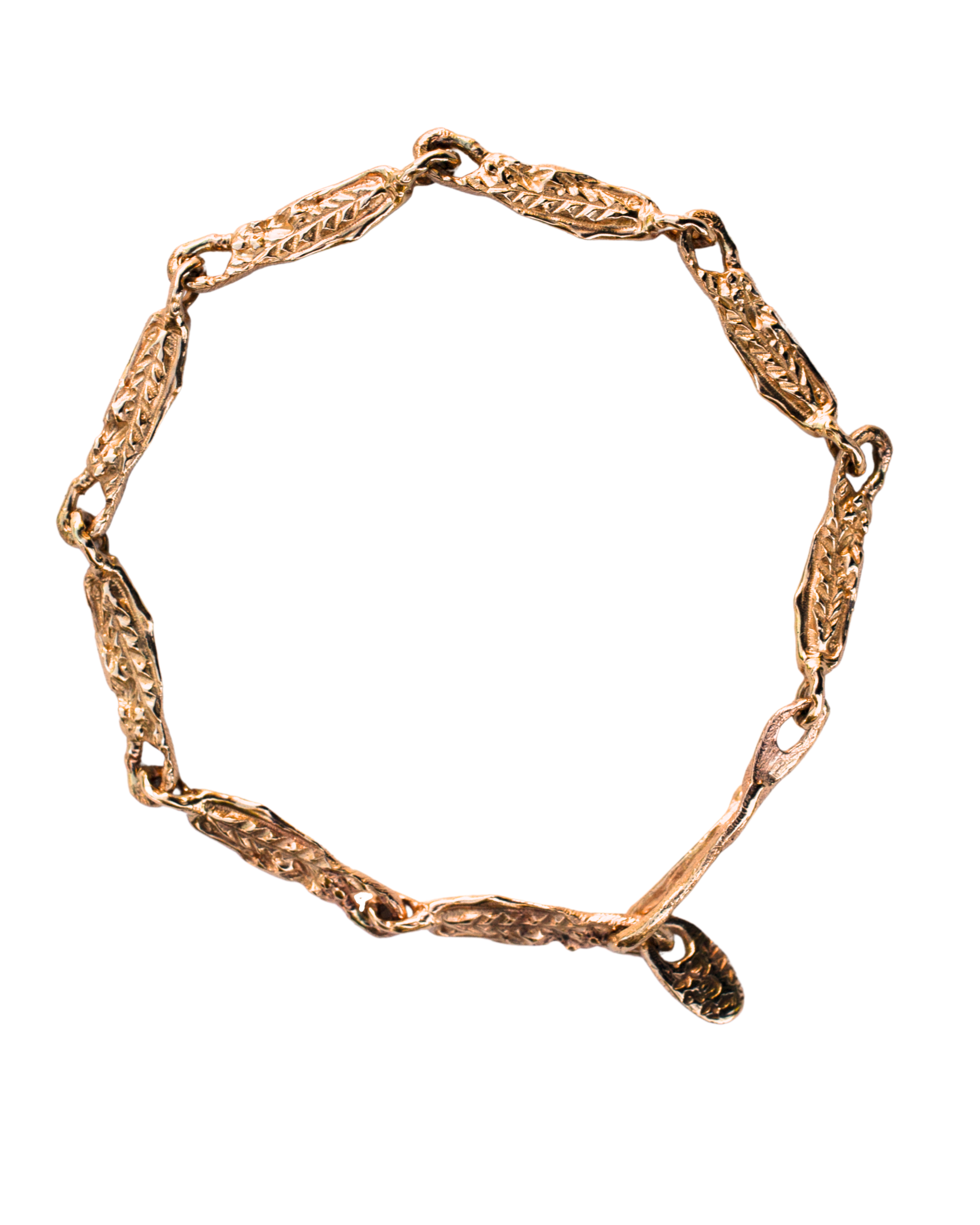 FRIKA Link Bracelet in Fairmined Gold with Fern and Floral Motifs