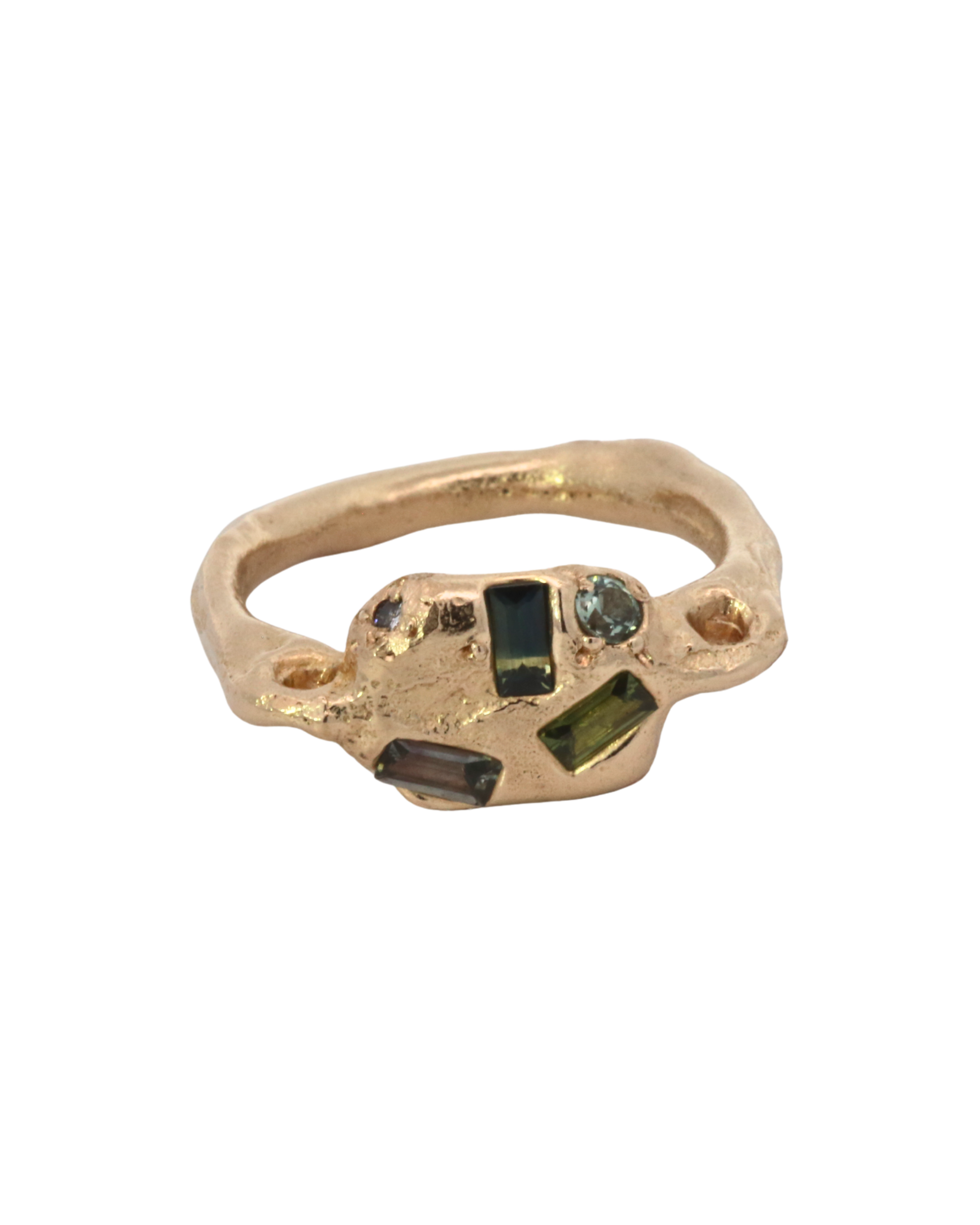 SEB Pinky Ring worn on hand, 14K Fairmined gold
