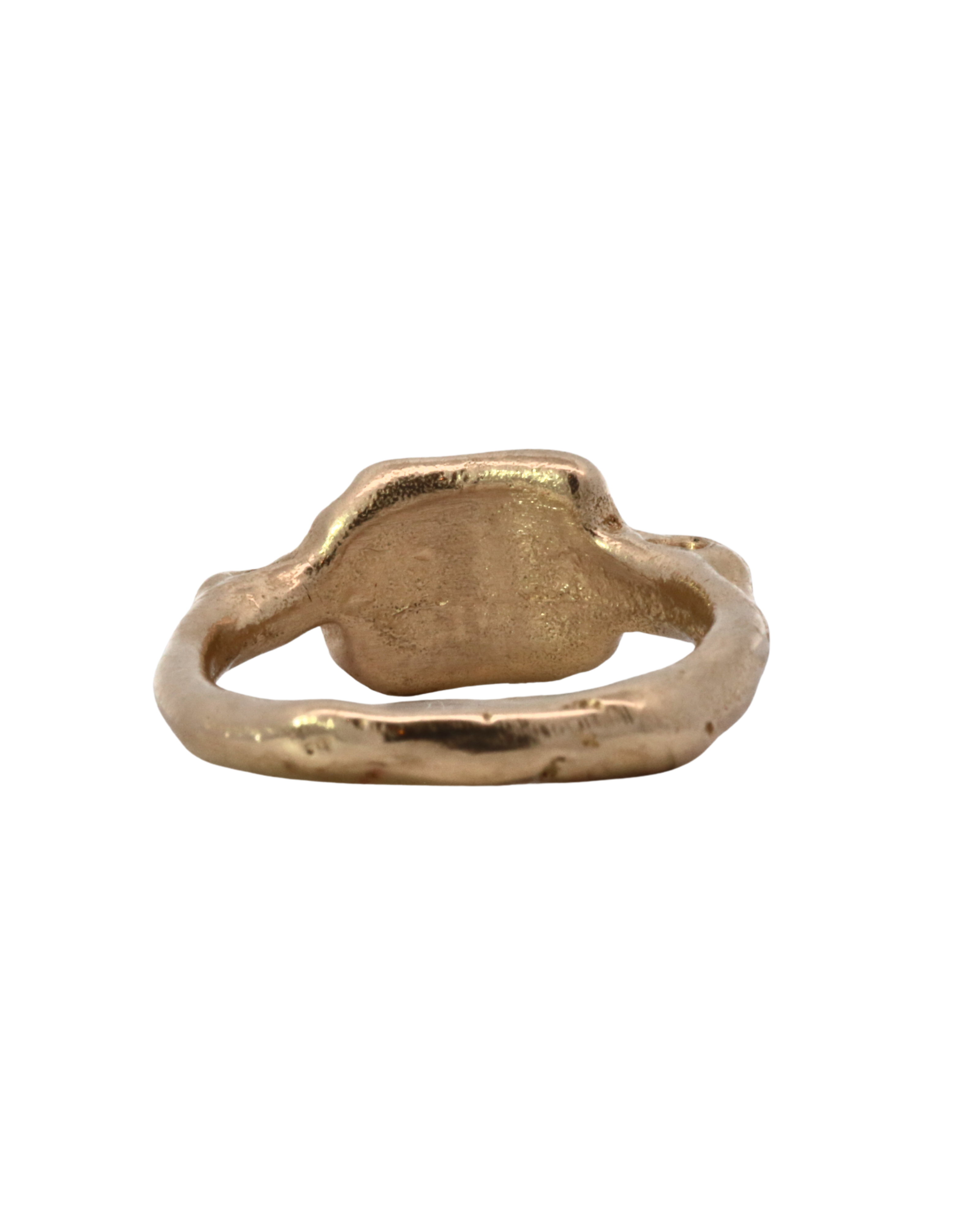 SEB Pinky Ring worn on hand, 14K Fairmined gold