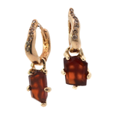 No.91 OOAK Hoop Charm Pair - Hessonite Garnet + 14K Gold