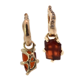 No.91 OOAK Hoop Charm Pair - Hessonite Garnet + 14K Gold