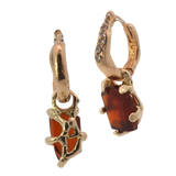 No.91 OOAK Hoop Charm Pair - Hessonite Garnet + 14K Gold