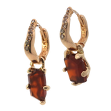 No.91 OOAK Hoop Charm Pair - Hessonite Garnet + 14K Gold