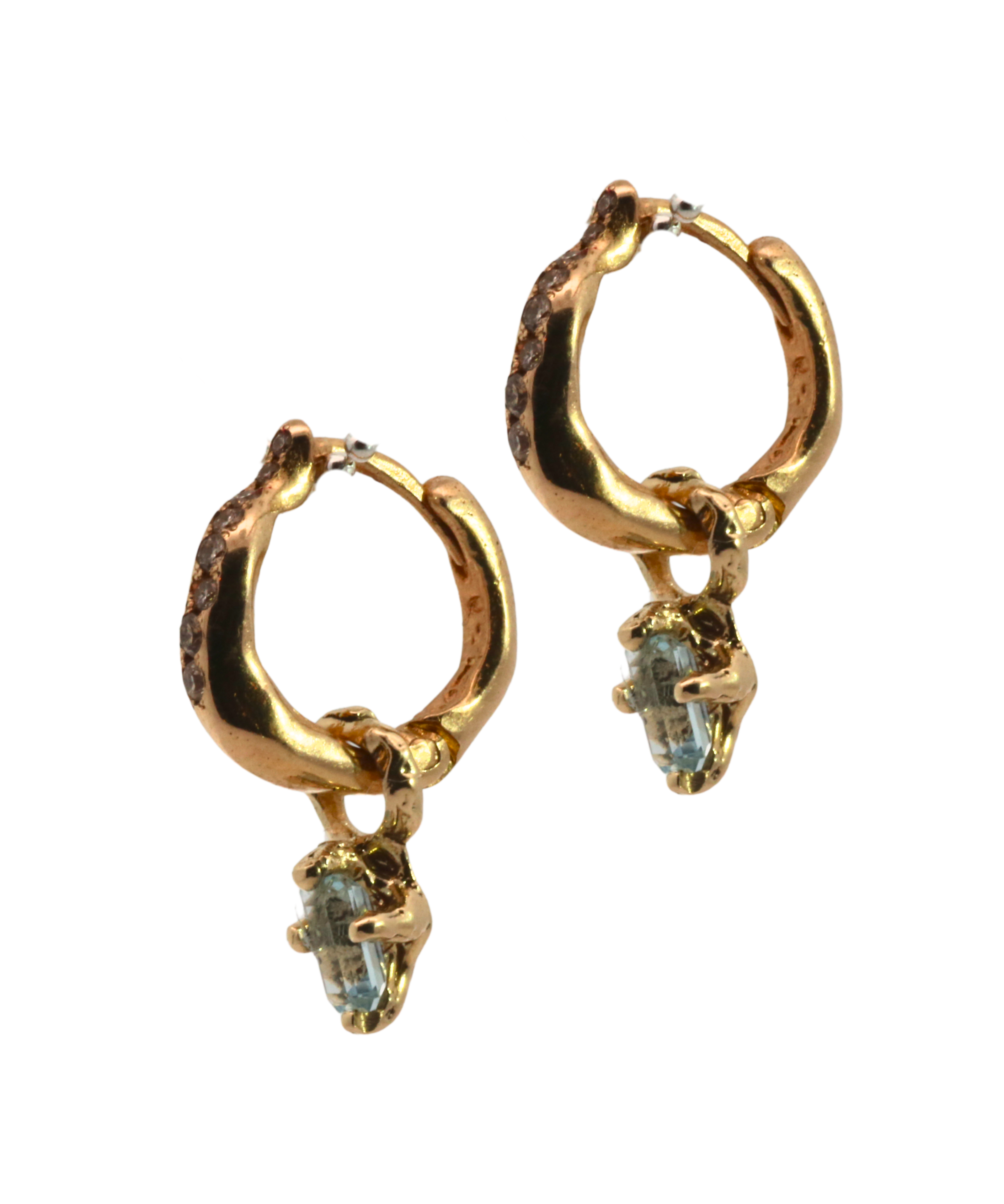 BIRGITTE Hoop Charm Single texture close-up showing lost wax cast detail, 14K Fairmined gold