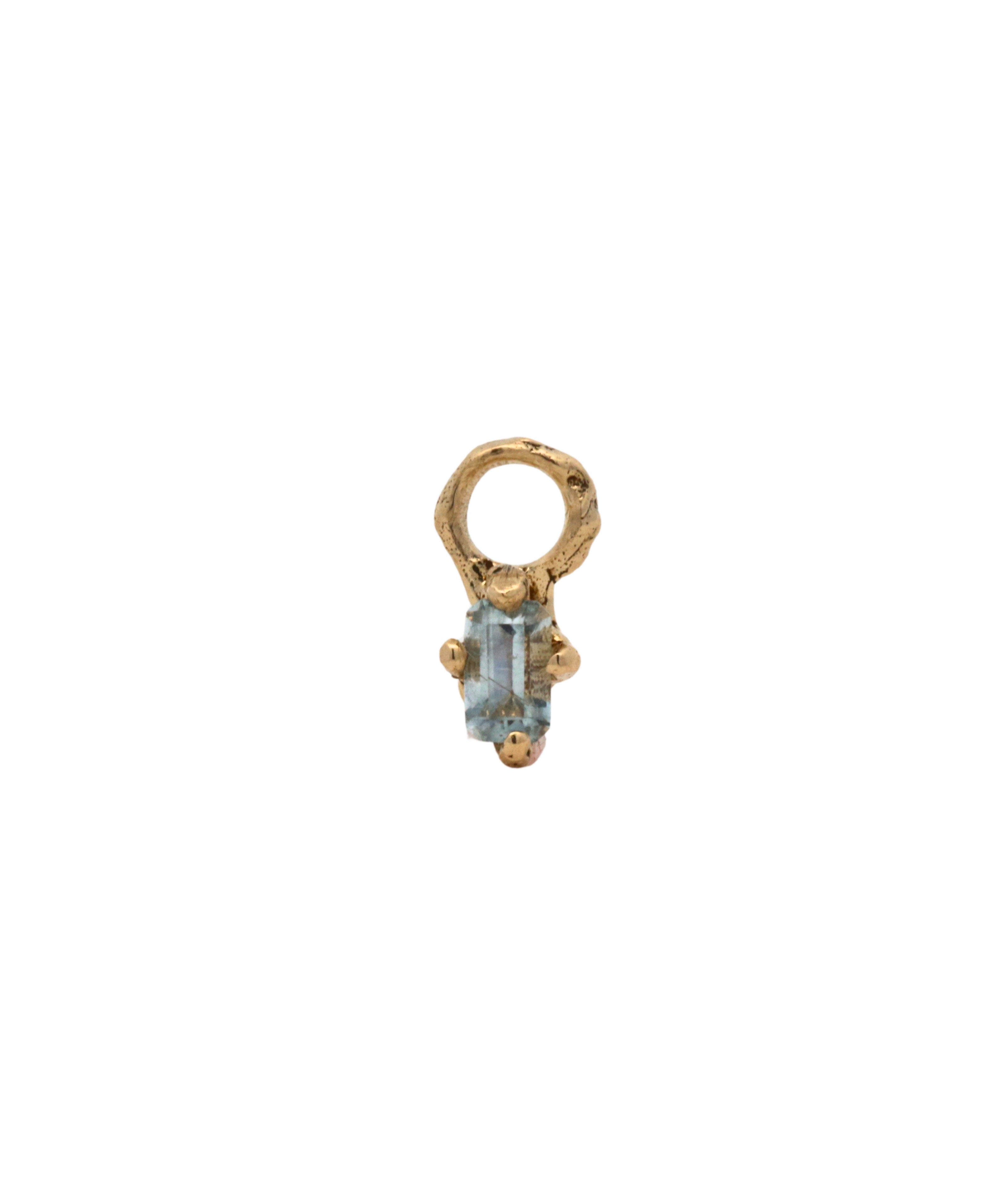 BIRGITTE Hoop Charm Single in 14K Fairmined gold with aquamarine, lost wax cast