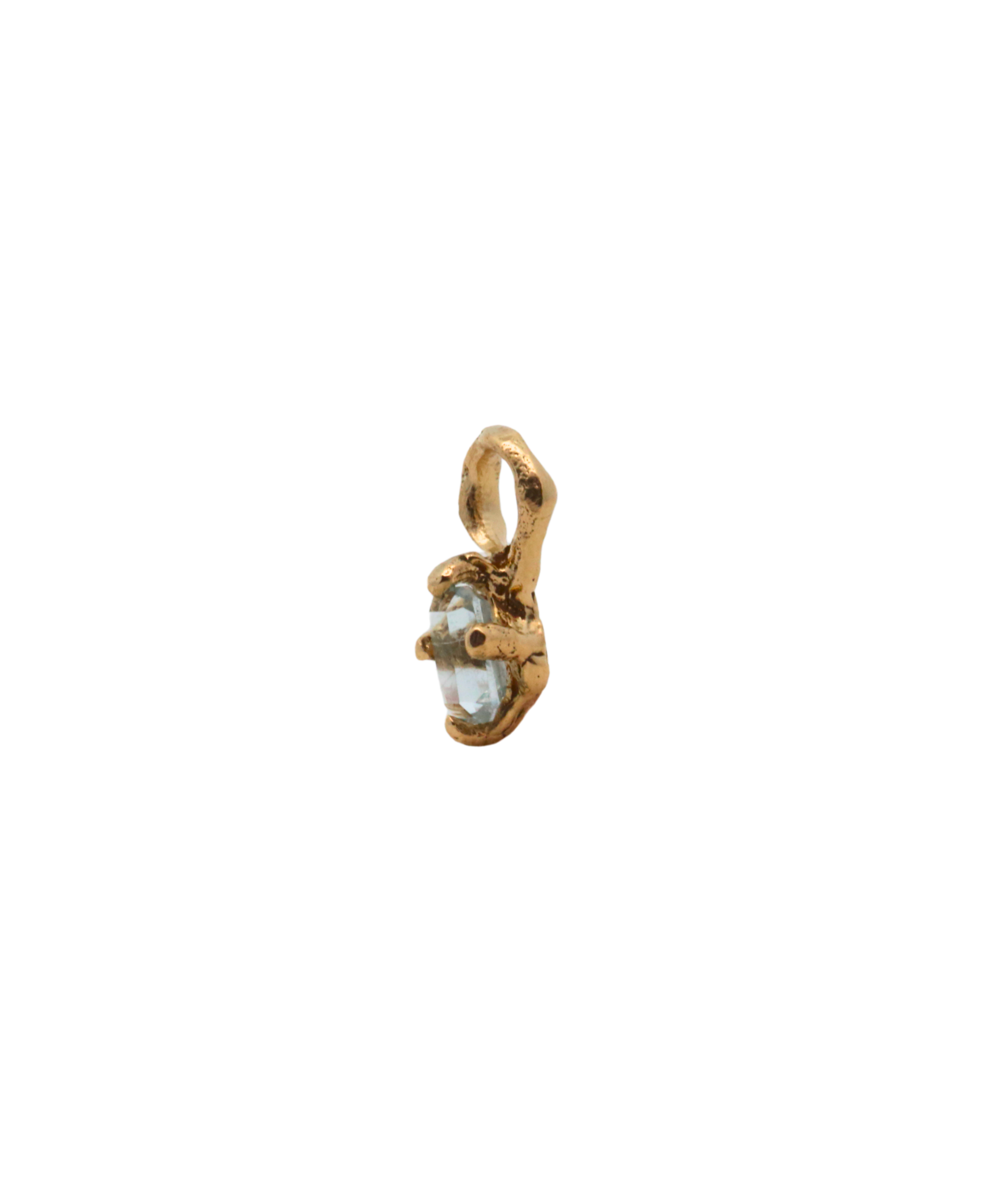 BIRGITTE Hoop Charm Single side profile view, 14K Fairmined gold