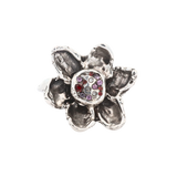 RORA Flower Signet Ring No.02 - Sterling Silver + Sapphires