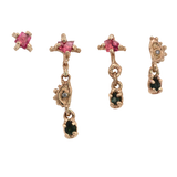 EYES No. 3 Earrings - Pink Spinel, Sapphire, Diamond - Single or Pair