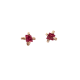 X Stud Earrings - Pink Spinel - Single or Pair