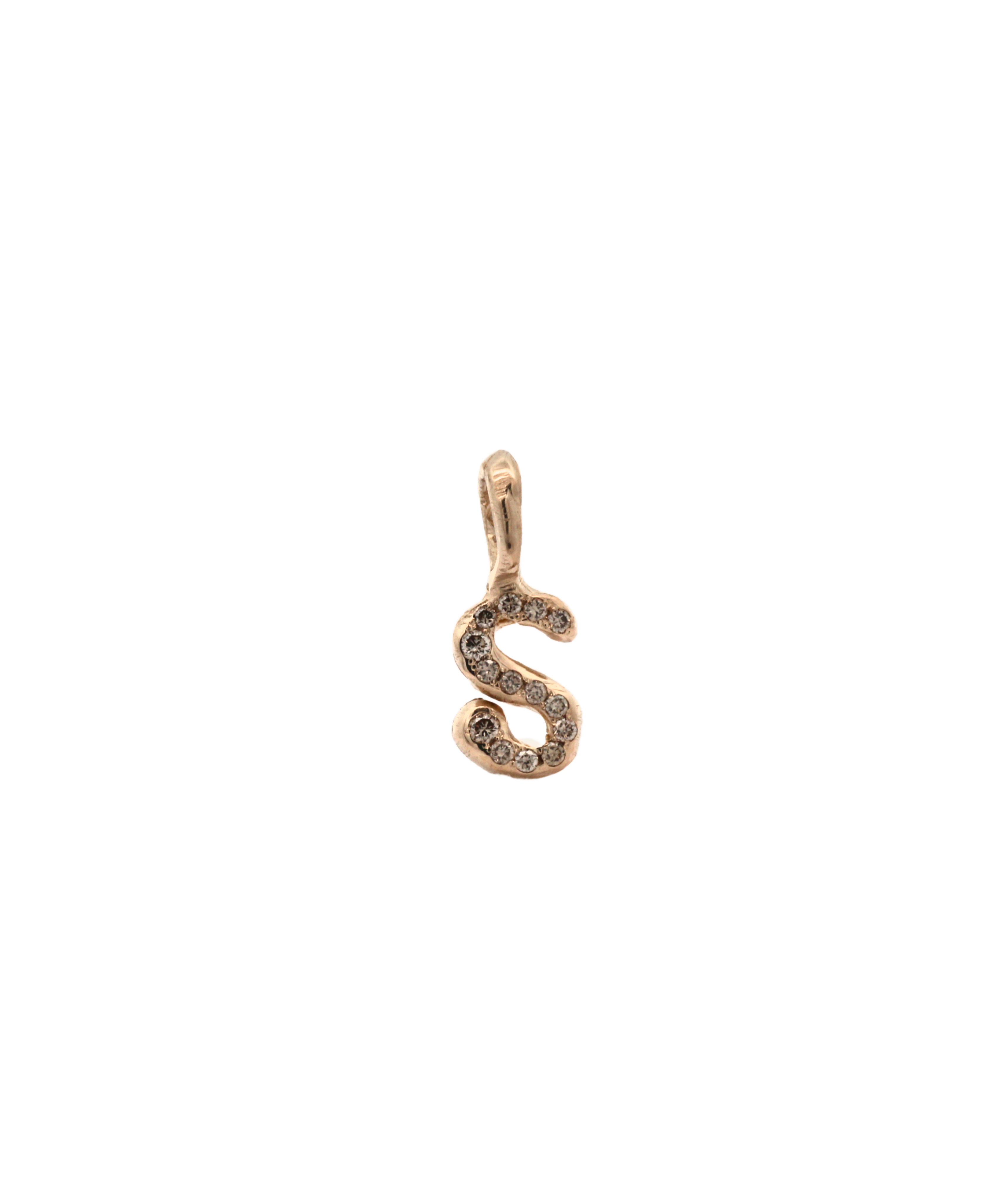 LETTER Charm texture close-up showing lost wax cast detail, 14K Fairmined gold