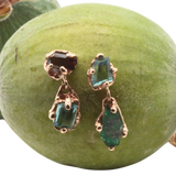 MILA No.1 Earrings - Gold Tourmalines, Emerald, Garnet