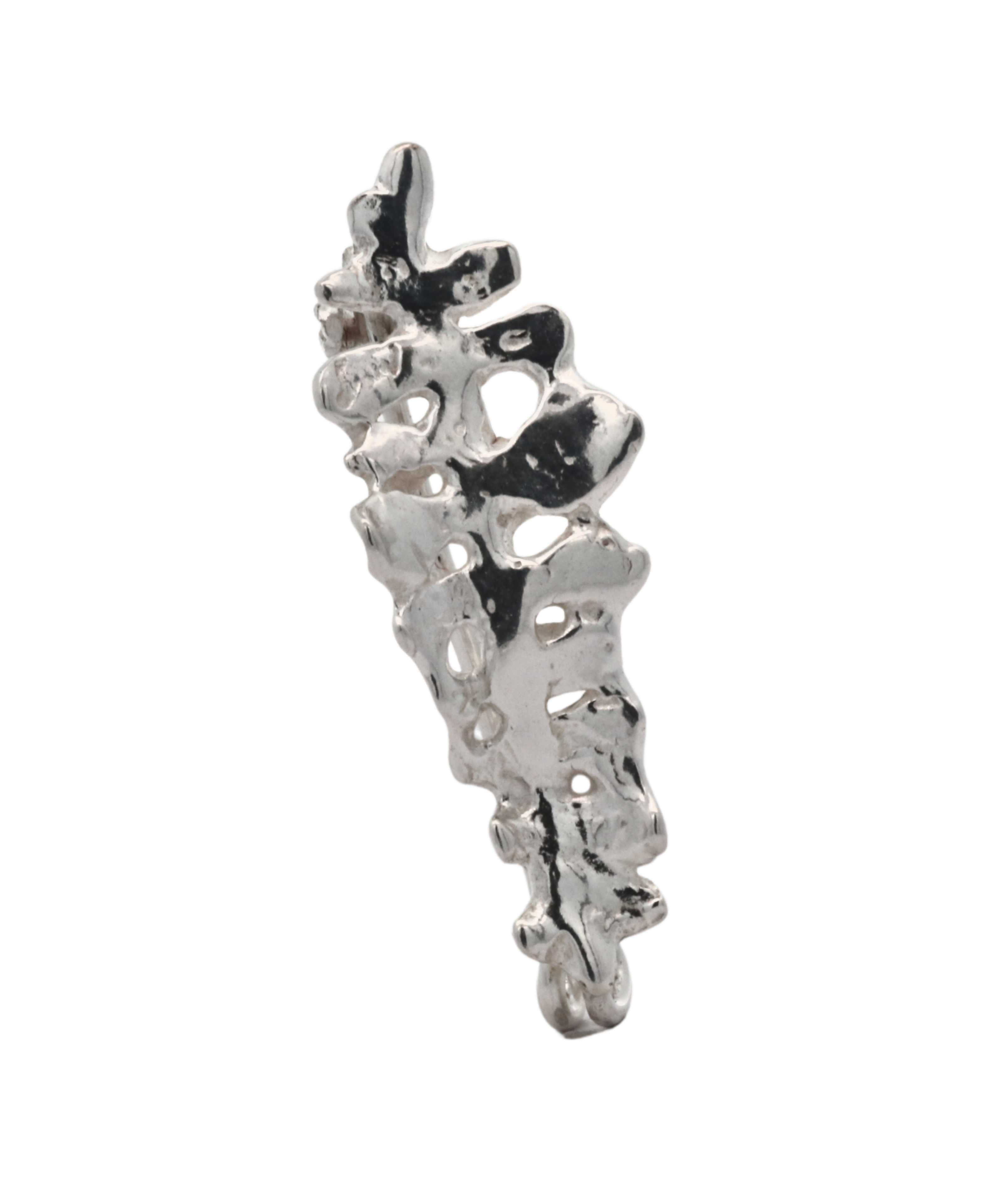 BIG FERN Brooch alternate angle, recycled sterling silver