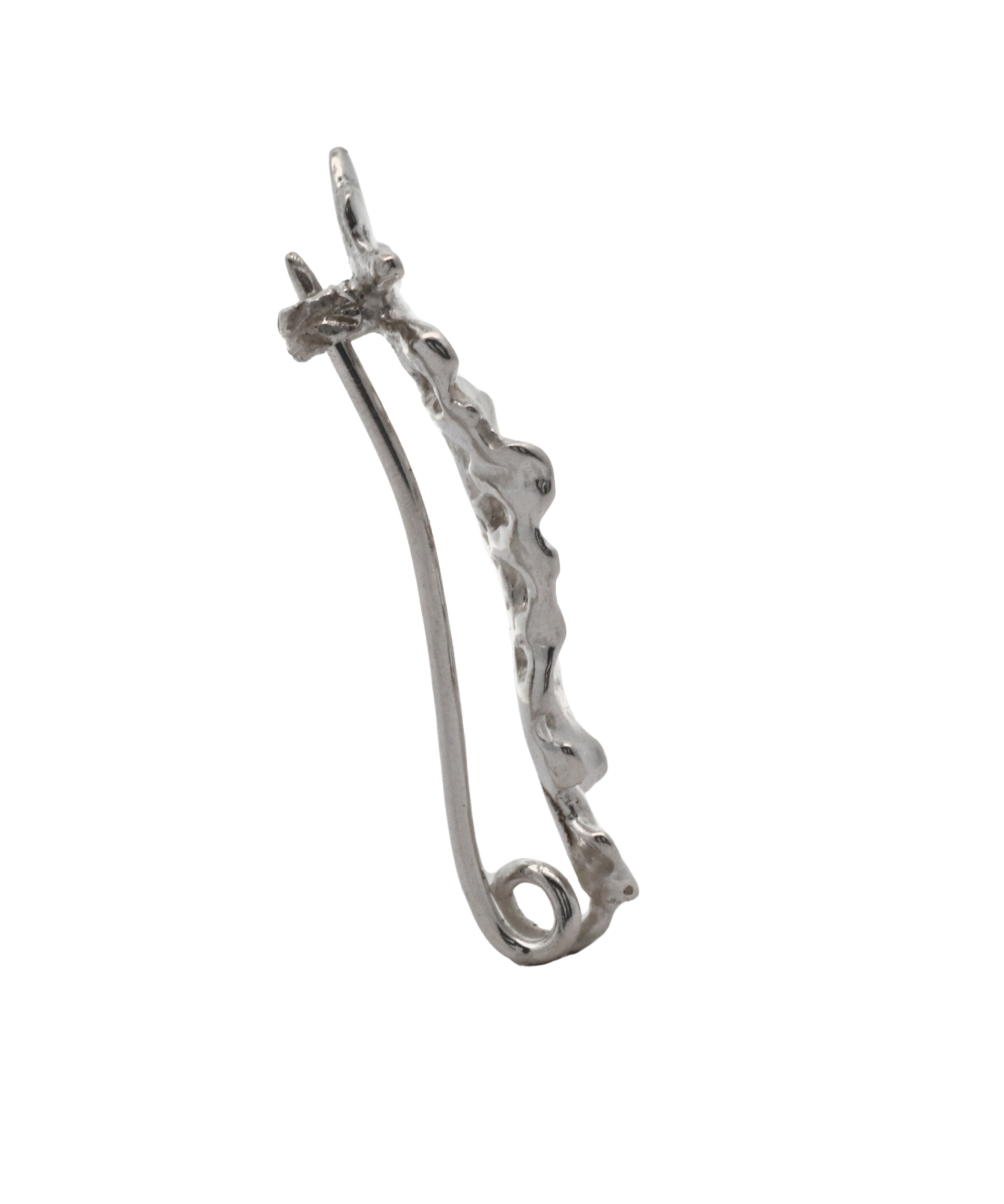 BIG FERN Brooch worn on lapel, recycled sterling silver