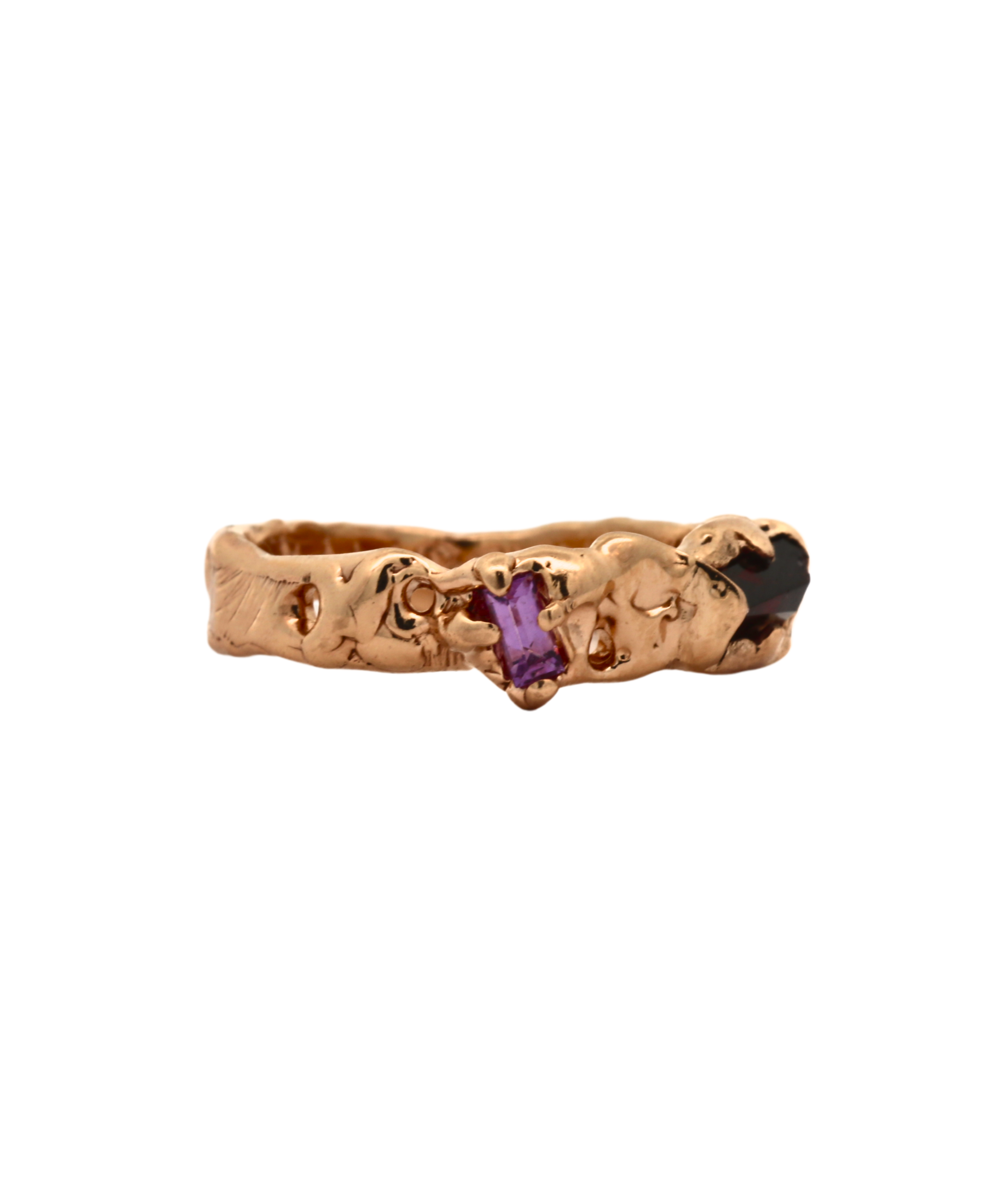 OOAK Ring worn on hand, 14K Fairmined gold