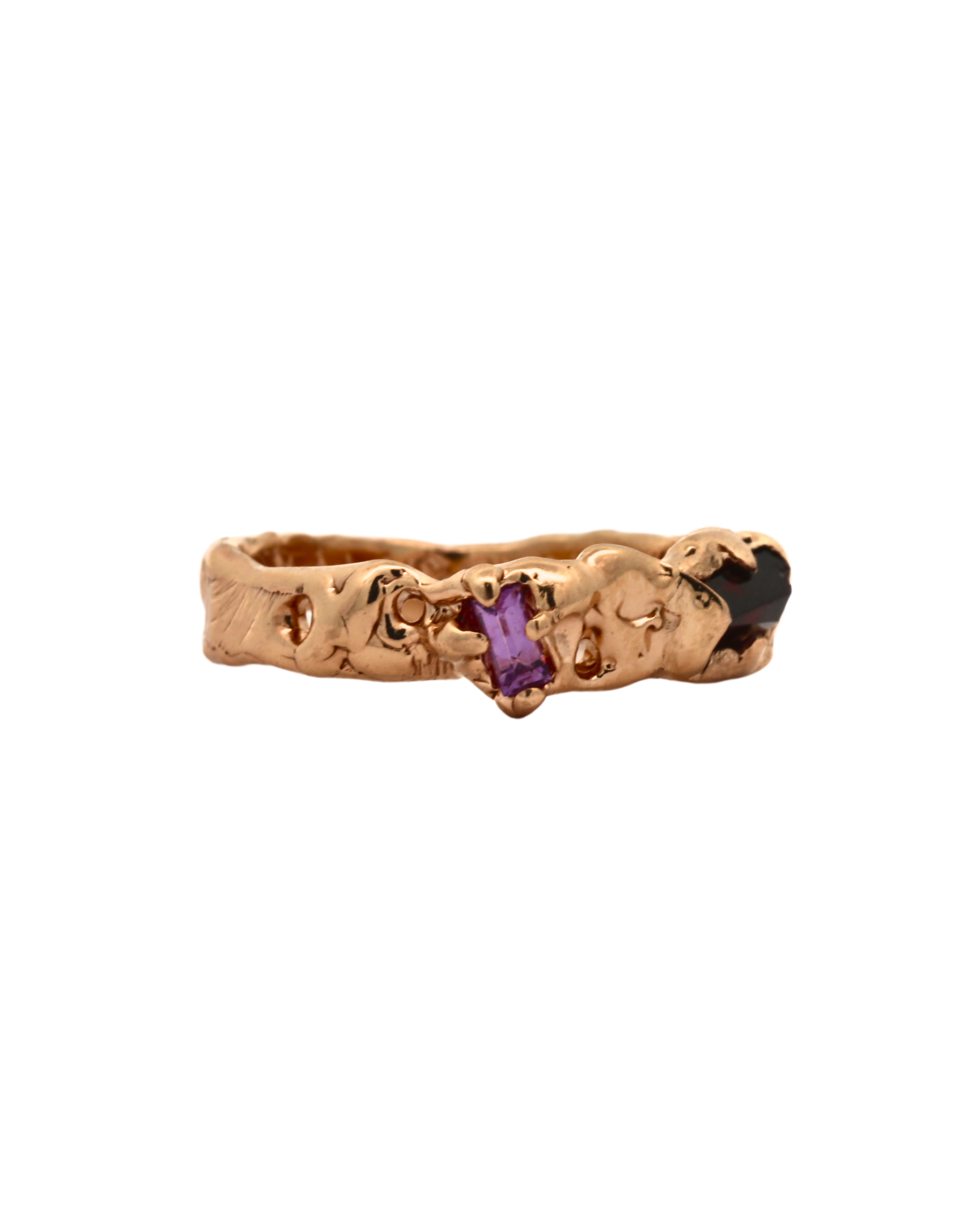 OOAK Ring worn on hand, 14K Fairmined gold