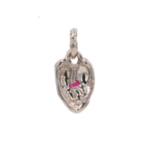 Heart Pendant Charm - Sterling Silver, Ruby + Diamonds