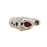 ANIMAL Big Cat Statement Ring No.042601 - Sterling Silver + Sapphires, Ruby