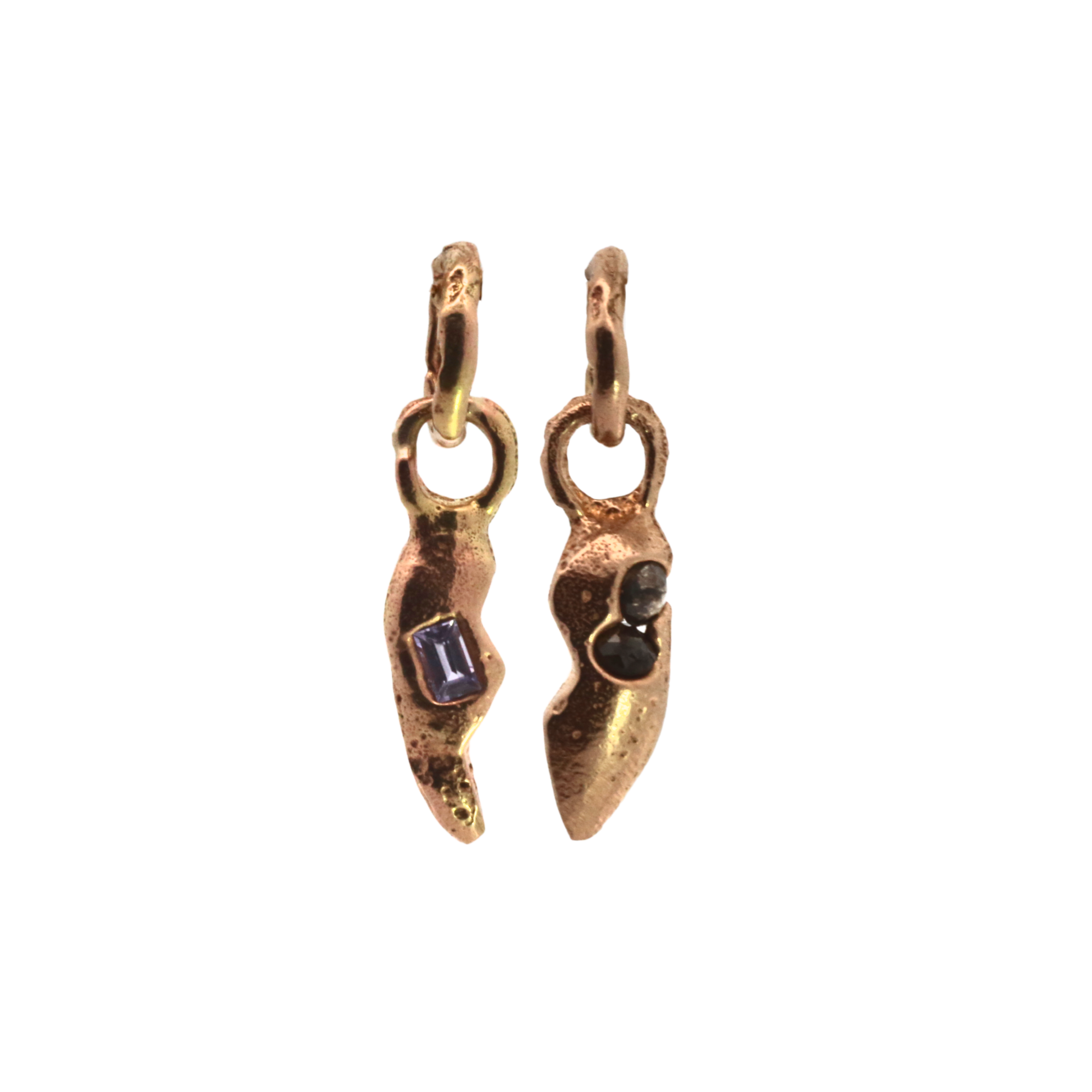 heart charm set best friends gold sapphire diamonds