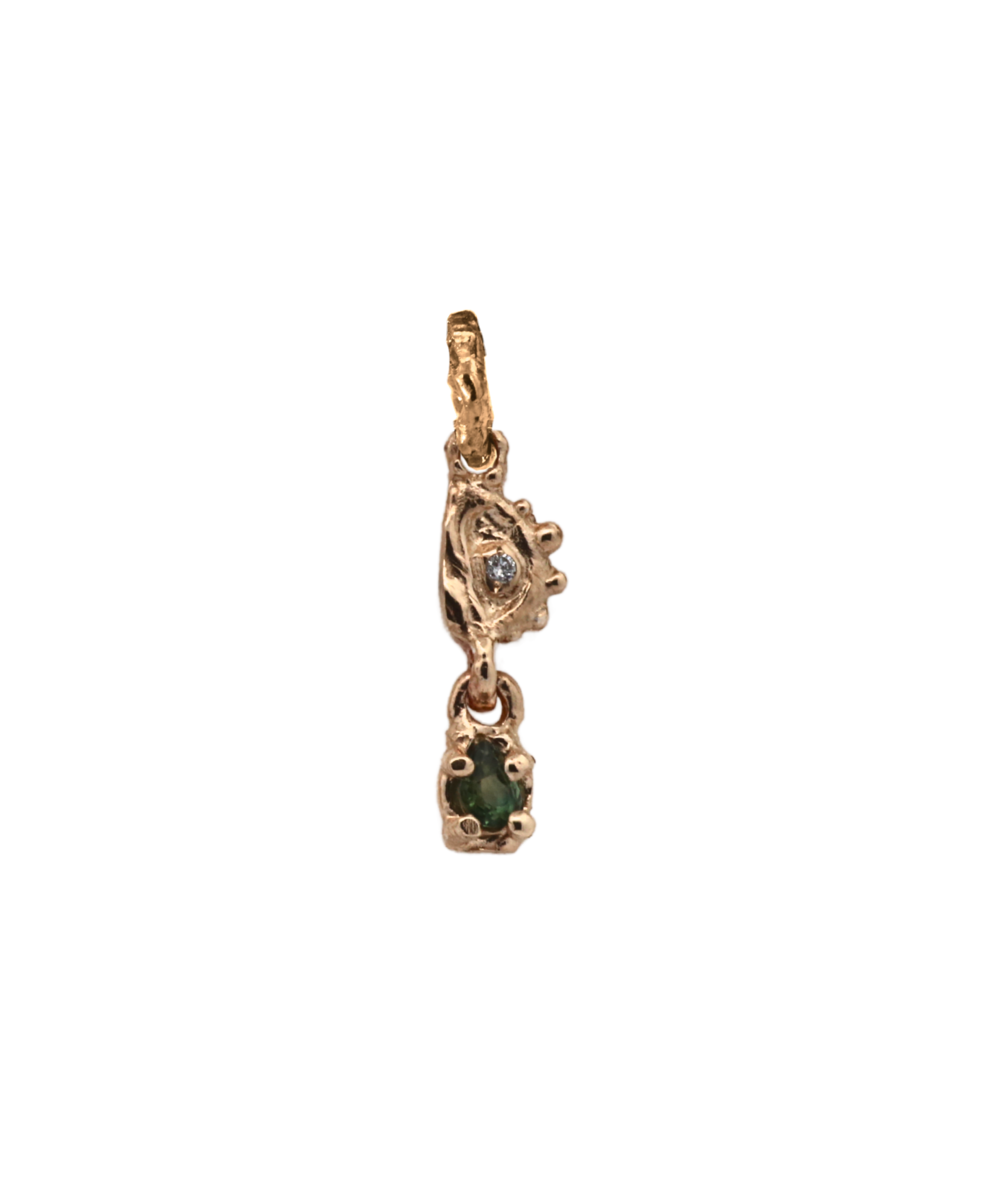 EYES Crying Charm detail view, 14K Fairmined gold