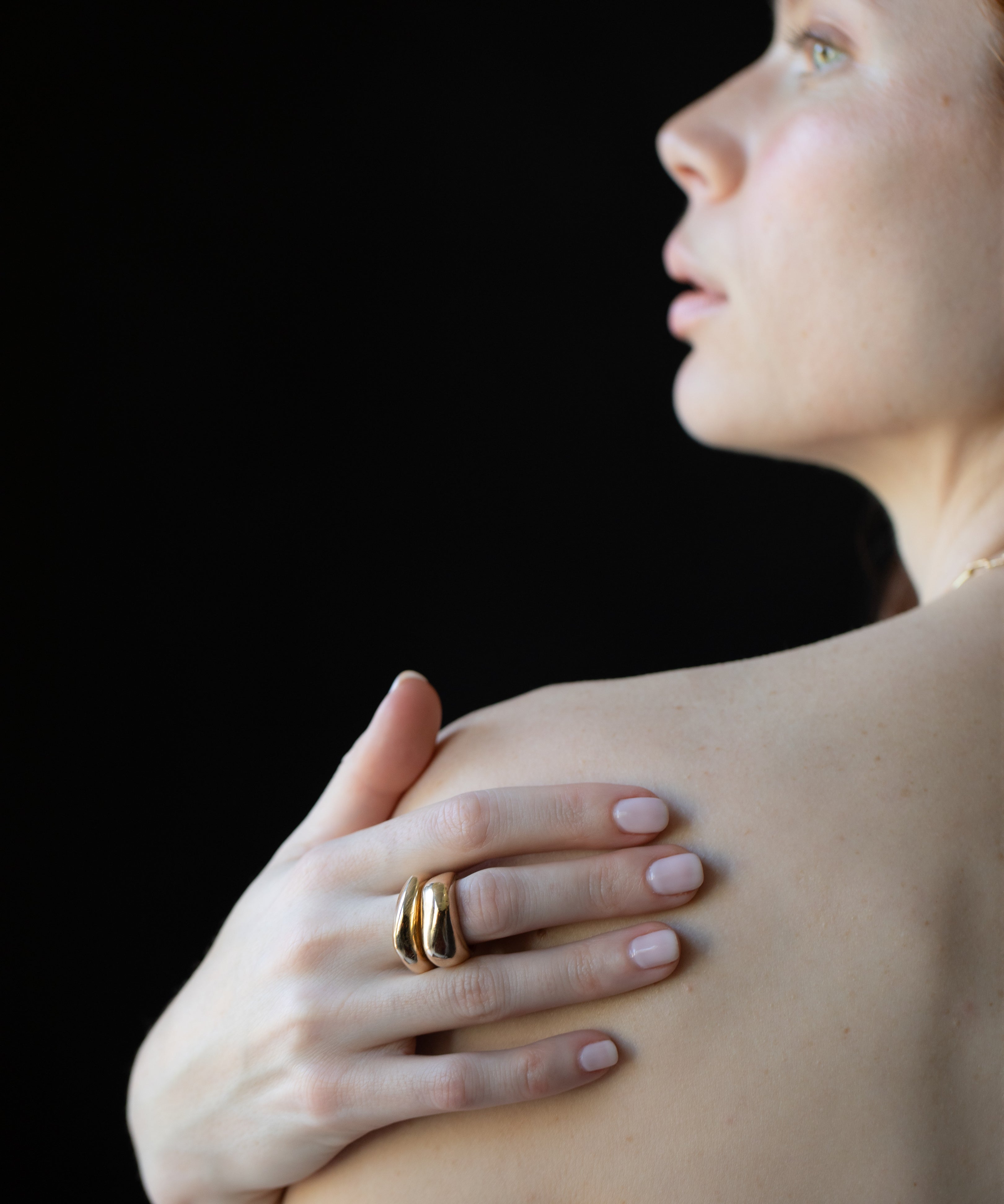 GLENR Dome Ring Stack styled in a stack