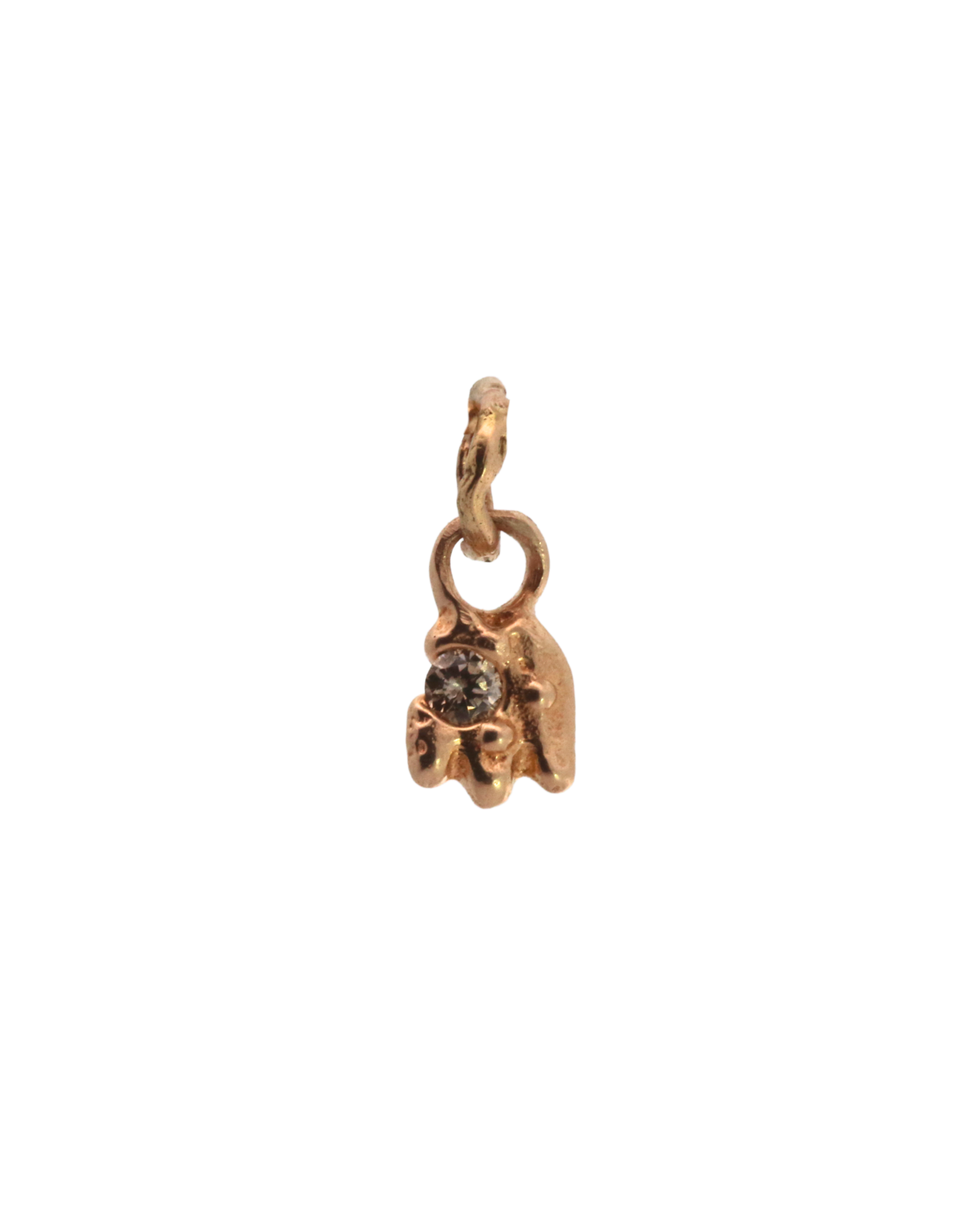 CROWN Charm in 14K Fairmined gold with diamond, sand cast