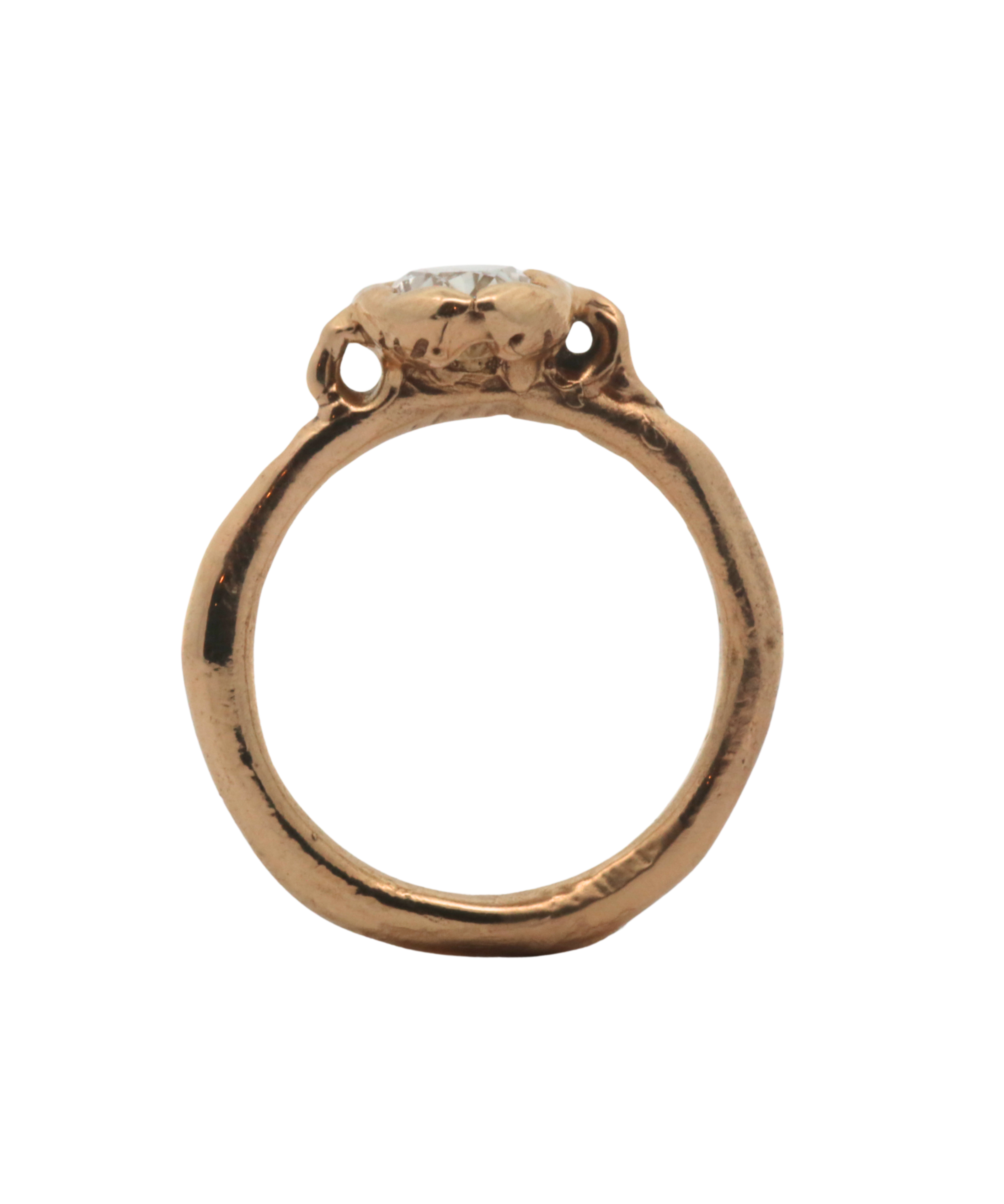 PETAL 1ct. Natural Diamond Engagement Ring 14K Fairmined Gold worn on hand, 14K Fairmined gold