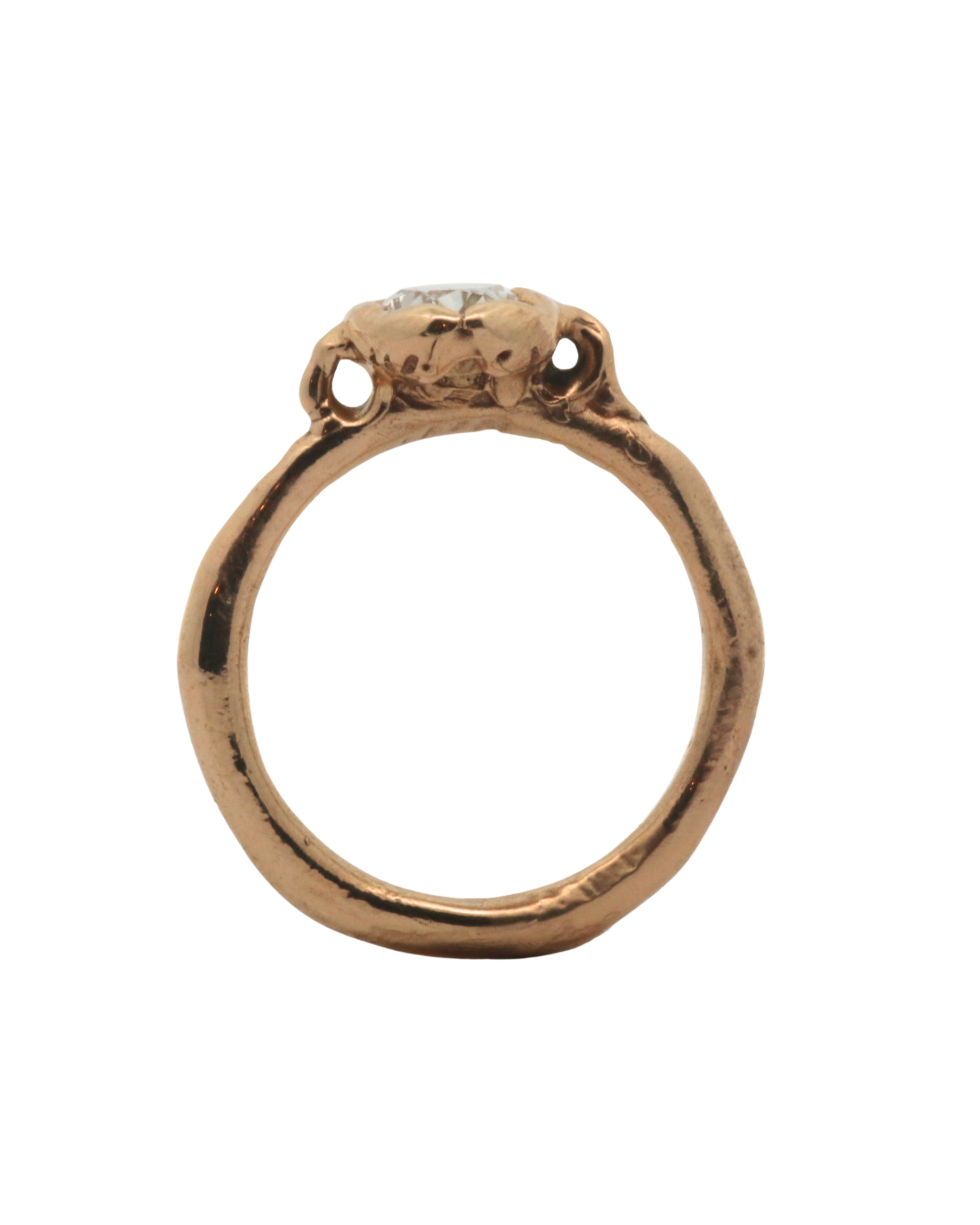 PETAL 1ct. Natural Diamond Engagement Ring 14K Fairmined Gold worn on hand, 14K Fairmined gold