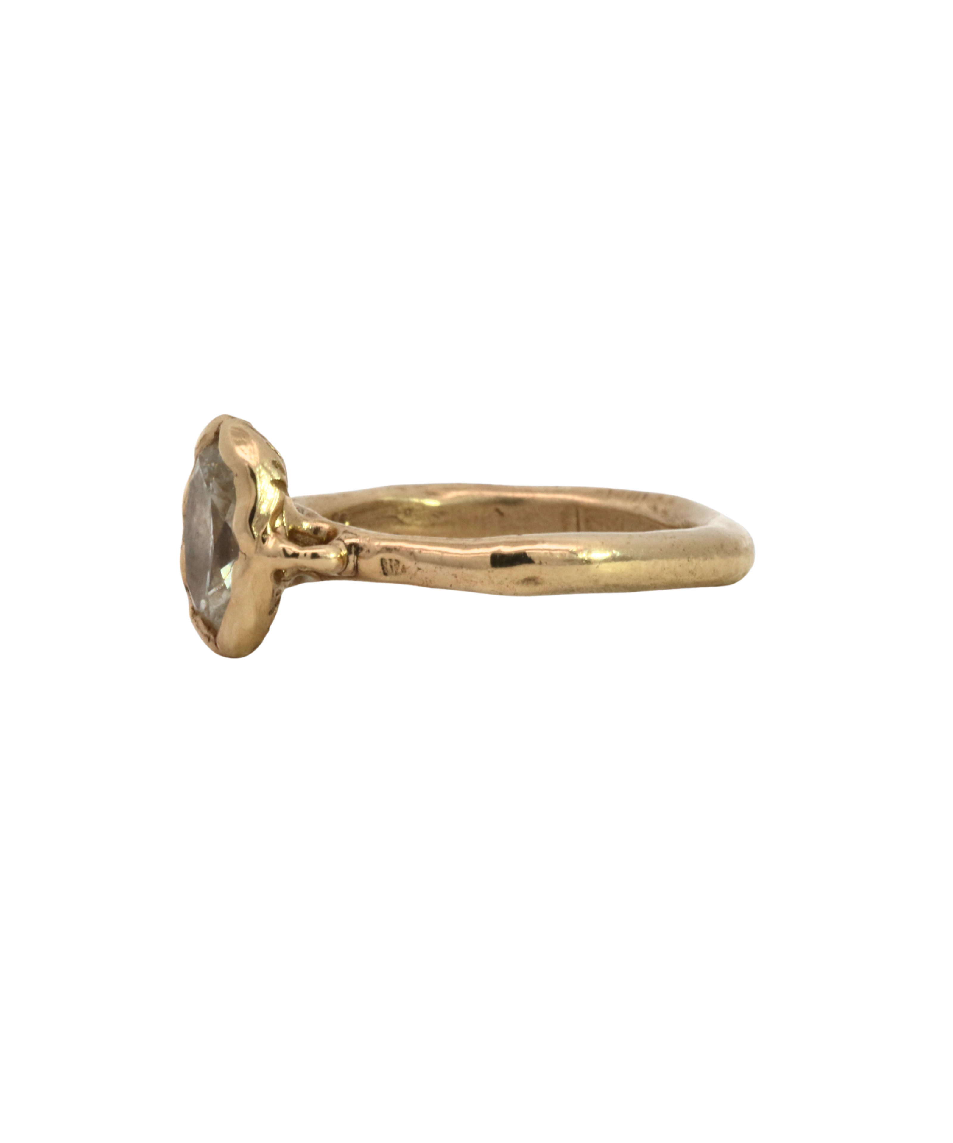 PETAL 1ct. Natural Diamond Engagement Ring 14K Fairmined Gold styled in a stack, 14K Fairmined gold with diamond