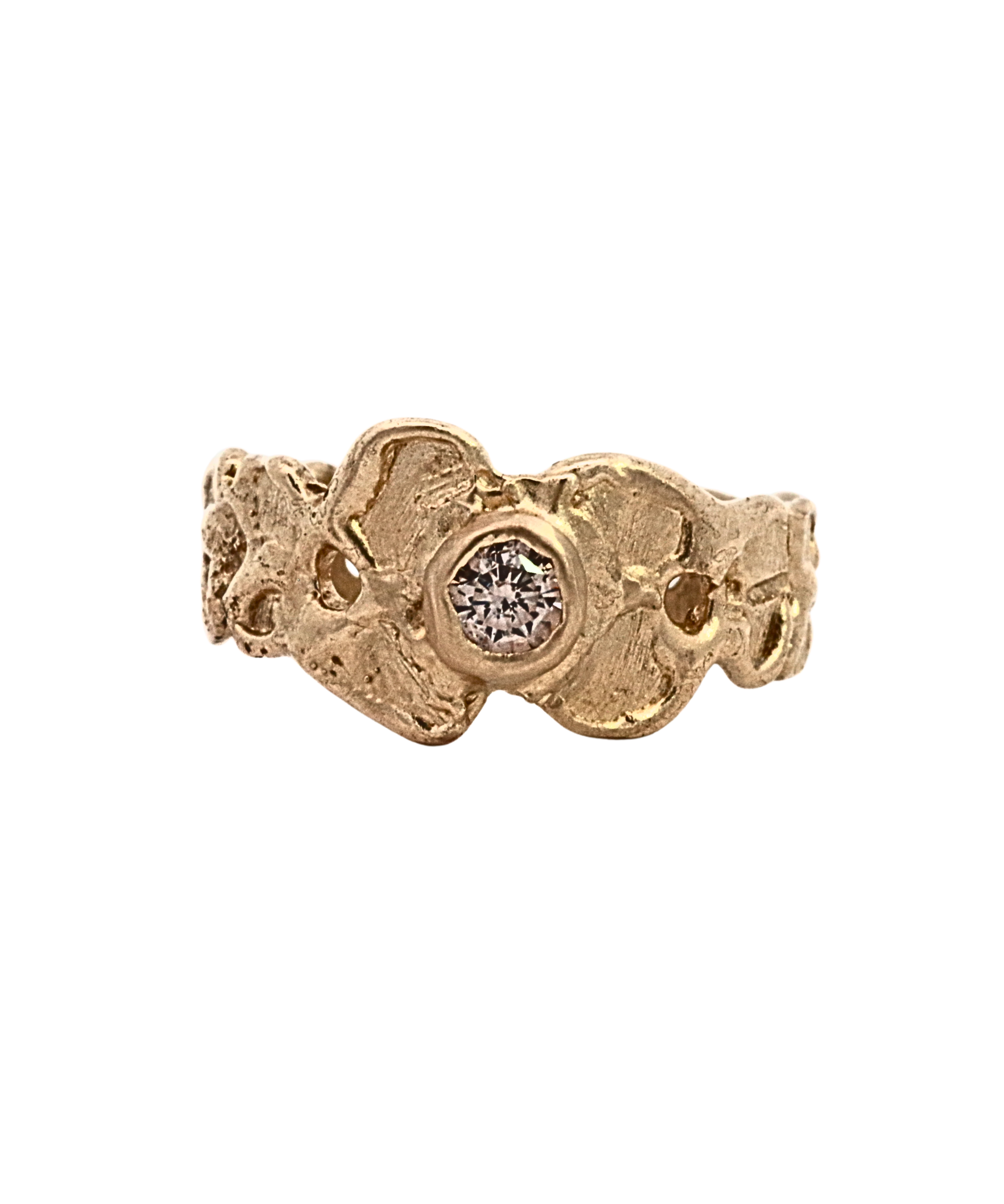 ERNA Ring with Champagne Diamond Round Brilliant 14K in 14K Fairmined gold with champagne diamond, lost wax cast