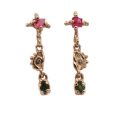 EYES No. 3 Earrings - Pink Spinel, Sapphire, Diamond - Single or Pair