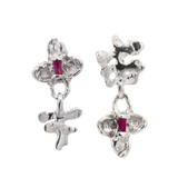 FRIKA Mix Earrings - Sterling Silver + Rubies