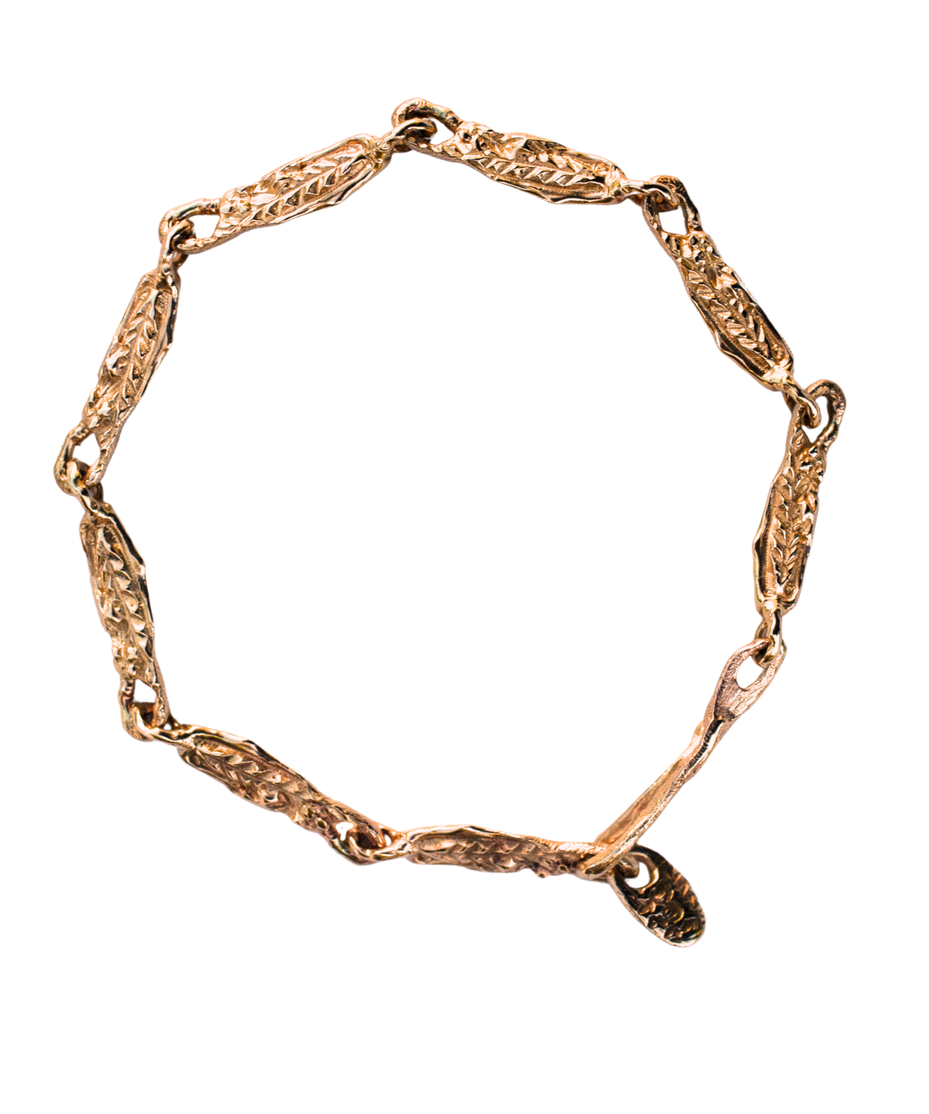 FRIKA Link Bracelet in Fairmined Gold with Fern and Floral Motifs