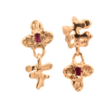 FRIKA Mixer Earrings Pair in 14K Yellow Fairmined Gold with Thai Rubies

