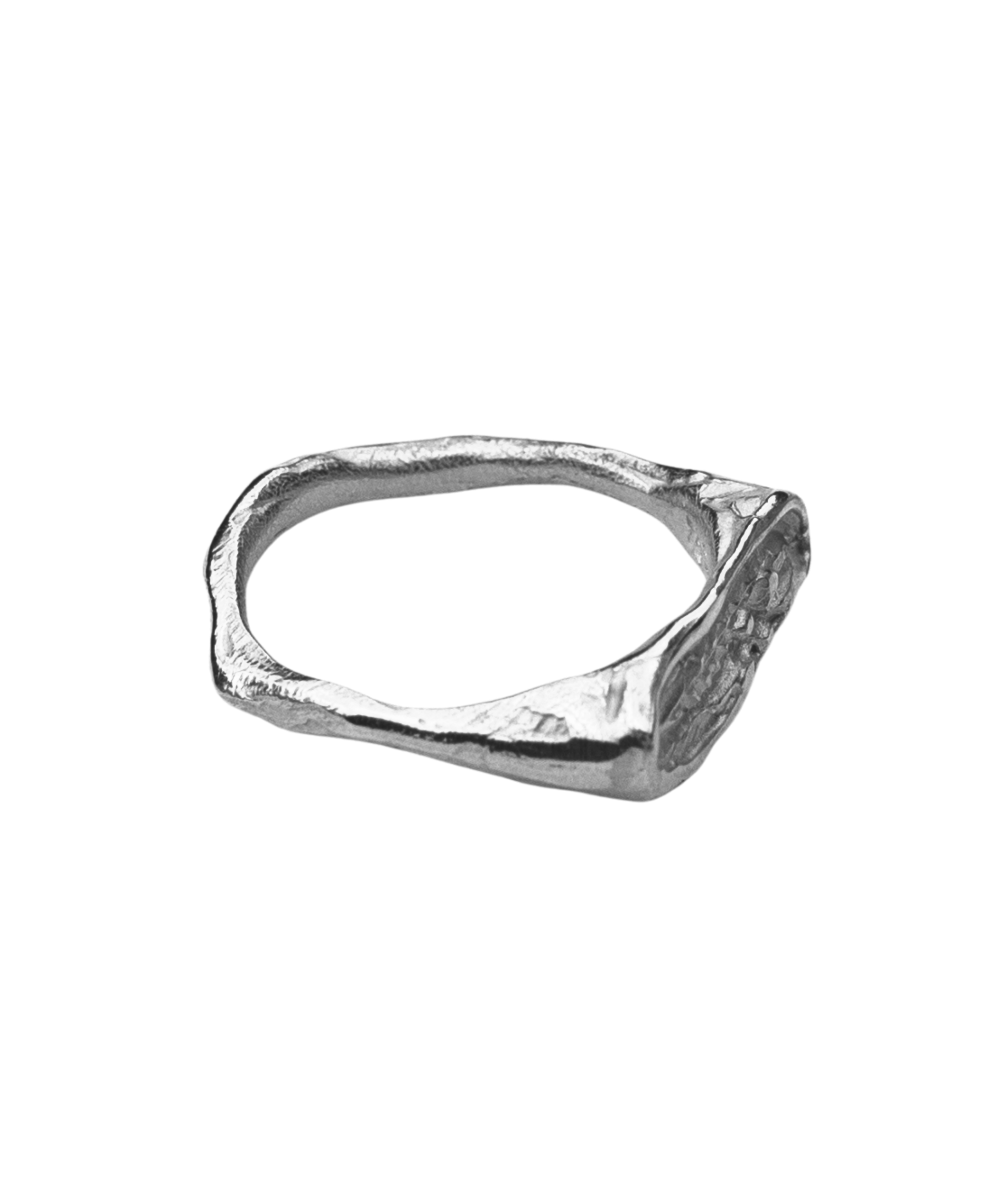 FRIKA Wide Stacker Ring styled in a stack, recycled sterling silver