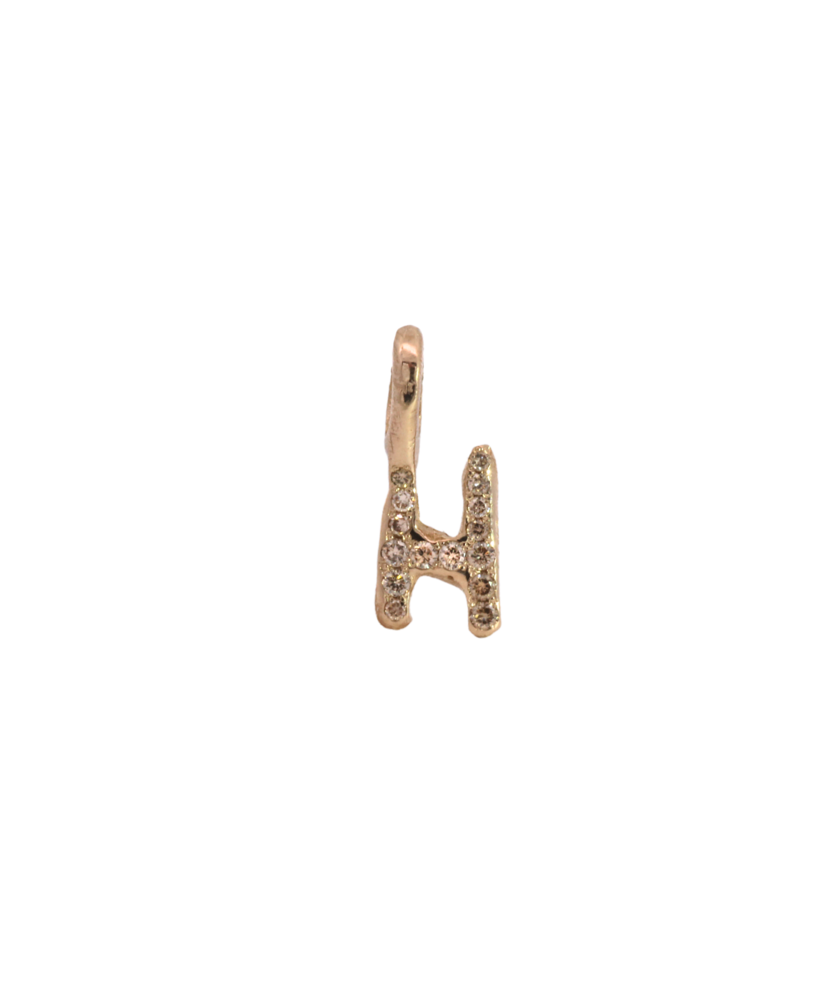 LETTER Charm in 14K Fairmined gold with diamond pave, lost wax cast