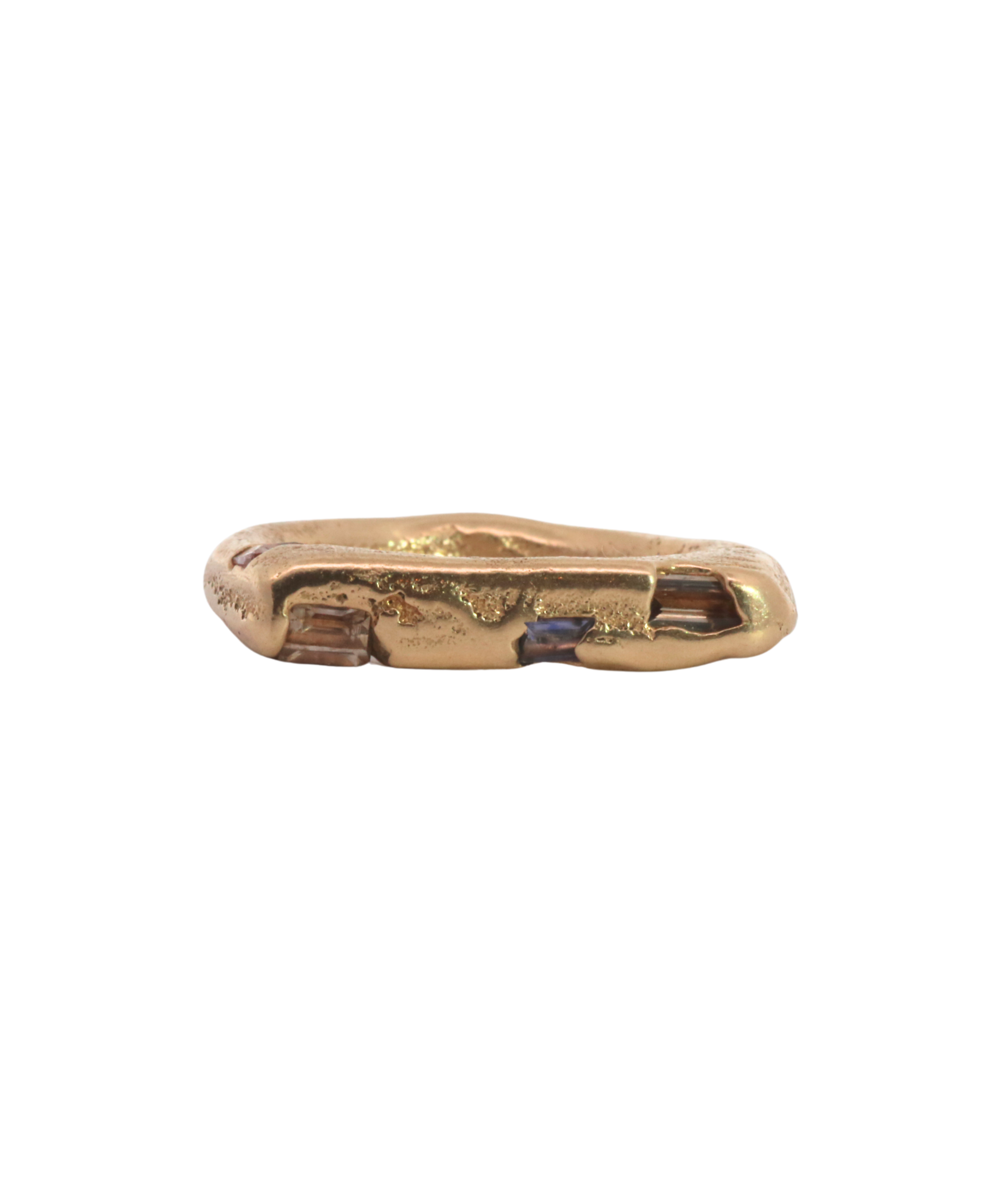 HYGGE Square in 14K Fairmined gold with sapphires, sand cast