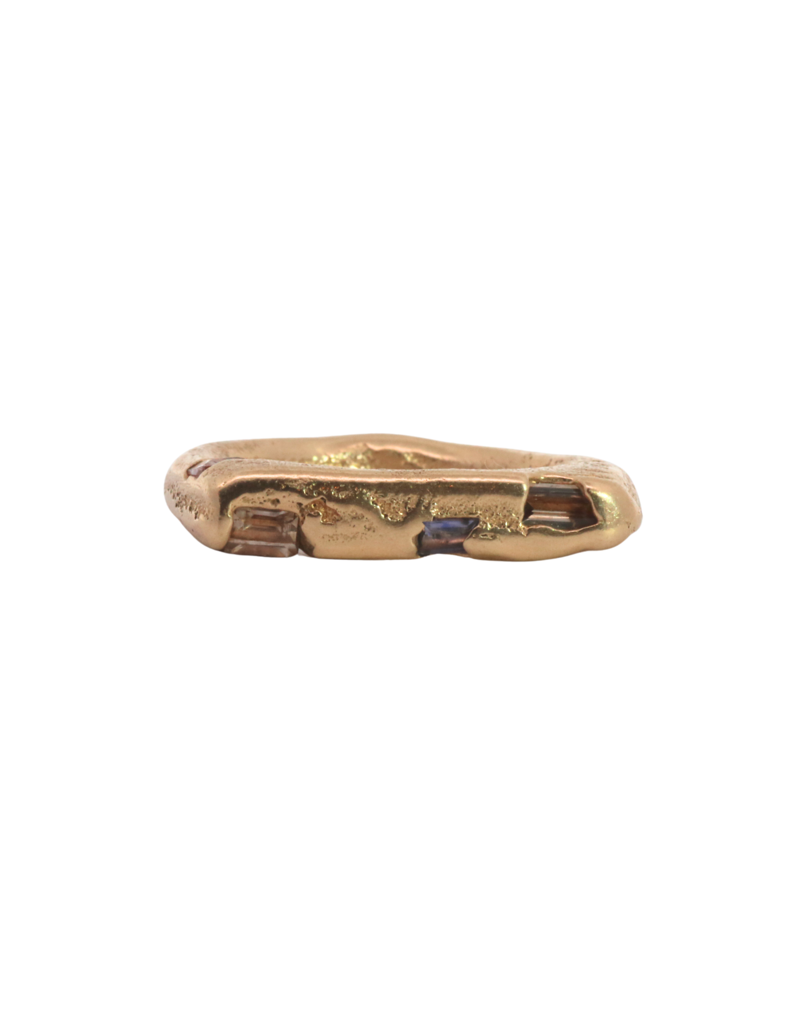 HYGGE Square in 14K Fairmined gold with sapphires, sand cast