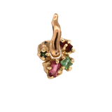 HIBI FÊTE Flower Single Hoop Charm  - 14K Gold + Ruby, Sapphire, Garnet, Tourmaline