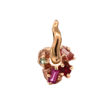 HIBI FÊTE Flower Single Hoop Charm  - 14K Gold + Sapphire, Garnet, Sunstone