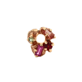 HIBI FÊTE Flower Single Hoop Charm  - 14K Gold + Sapphire, Garnet, Sunstone