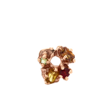 HIBI FÊTE Flower Single Hoop Charm  - 14K Gold + Sapphire, Garnet, Sphene