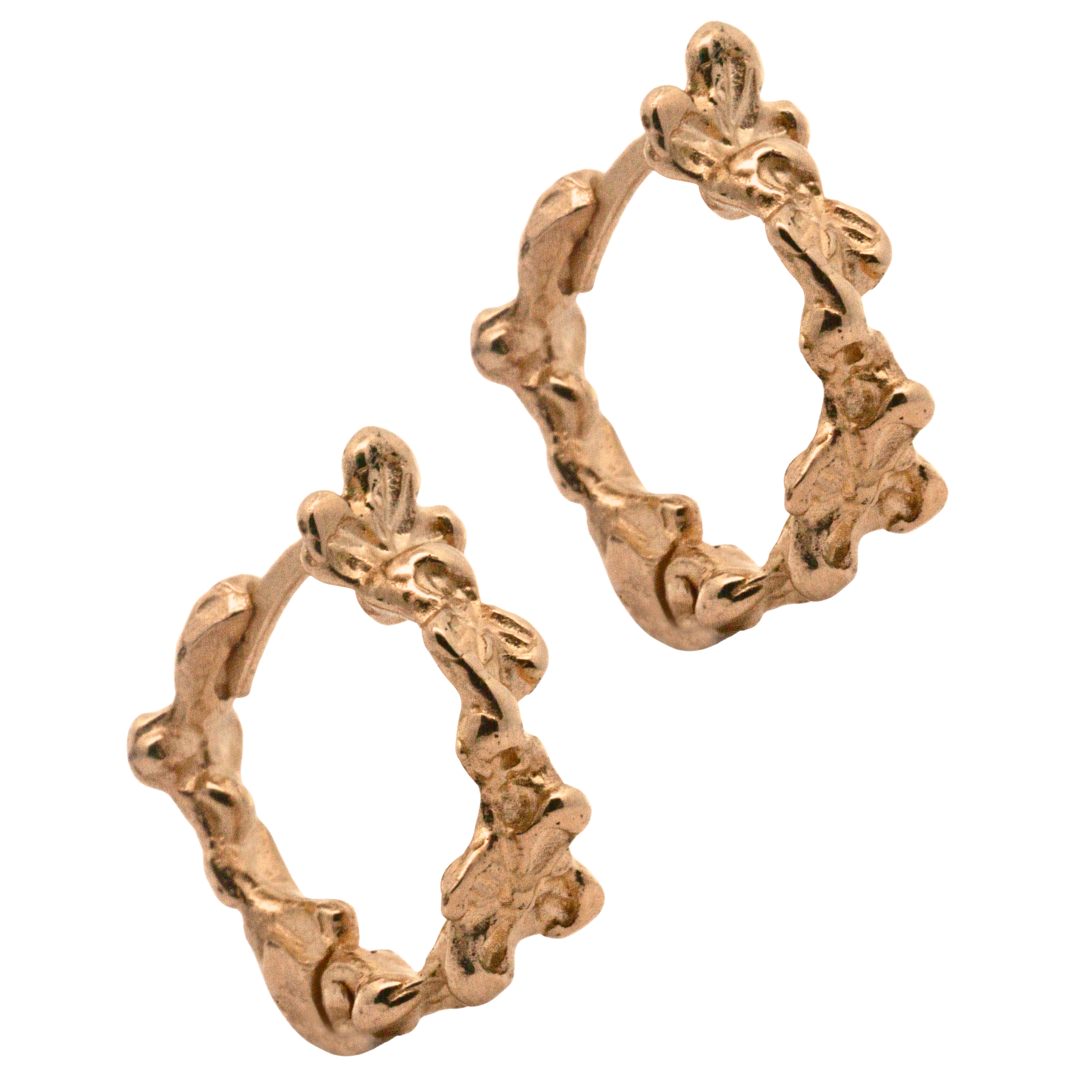 IDUN Floral Hoop Huggie Earrings in 14K Yellow Fairmined Gold
