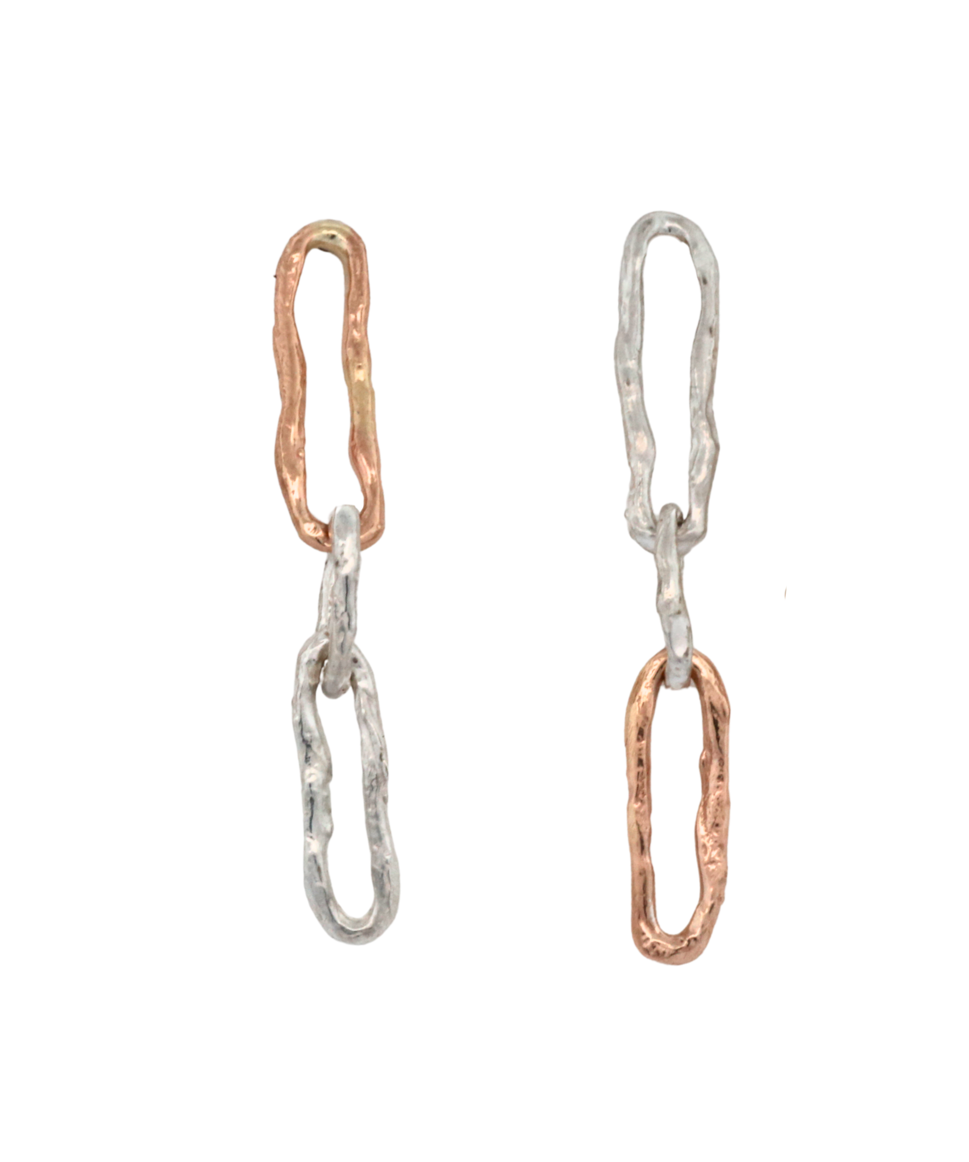 ILIA Link Earrings in recycled sterling silver and 14K gold, lost wax cast