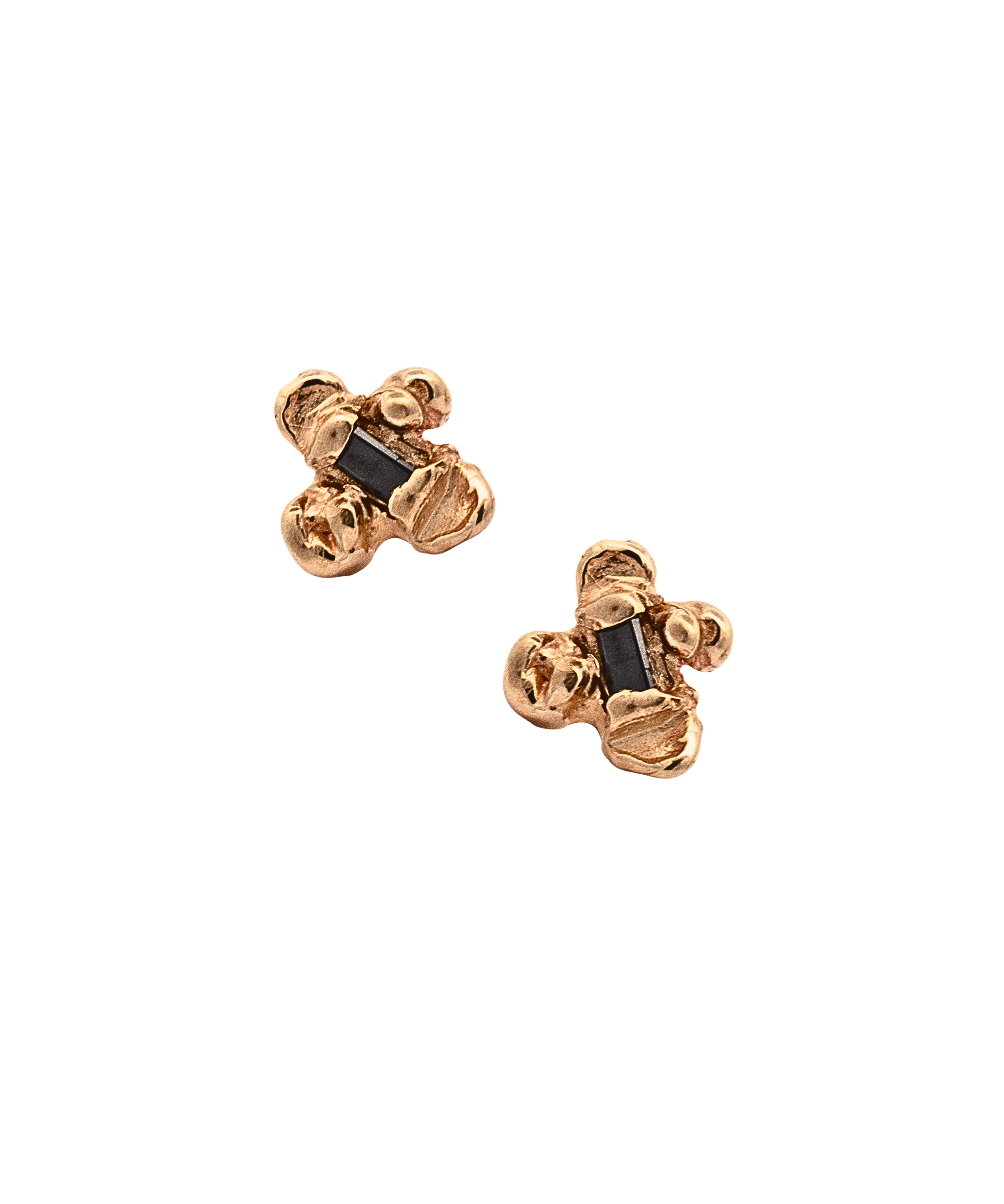 IDUN Stud Earring overhead view, 14K Fairmined gold