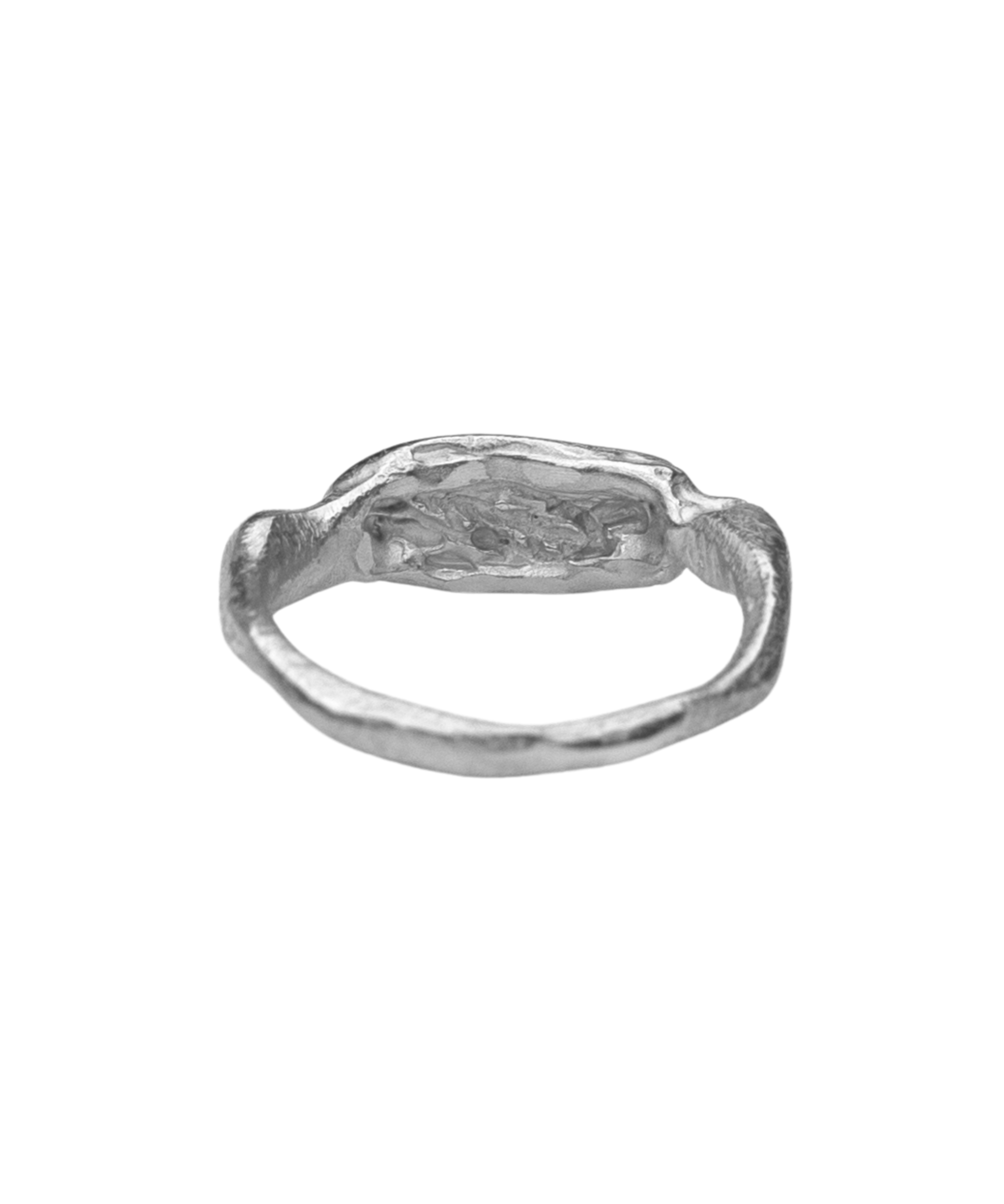 MAEVA Signet Ring worn on hand, recycled sterling silver
