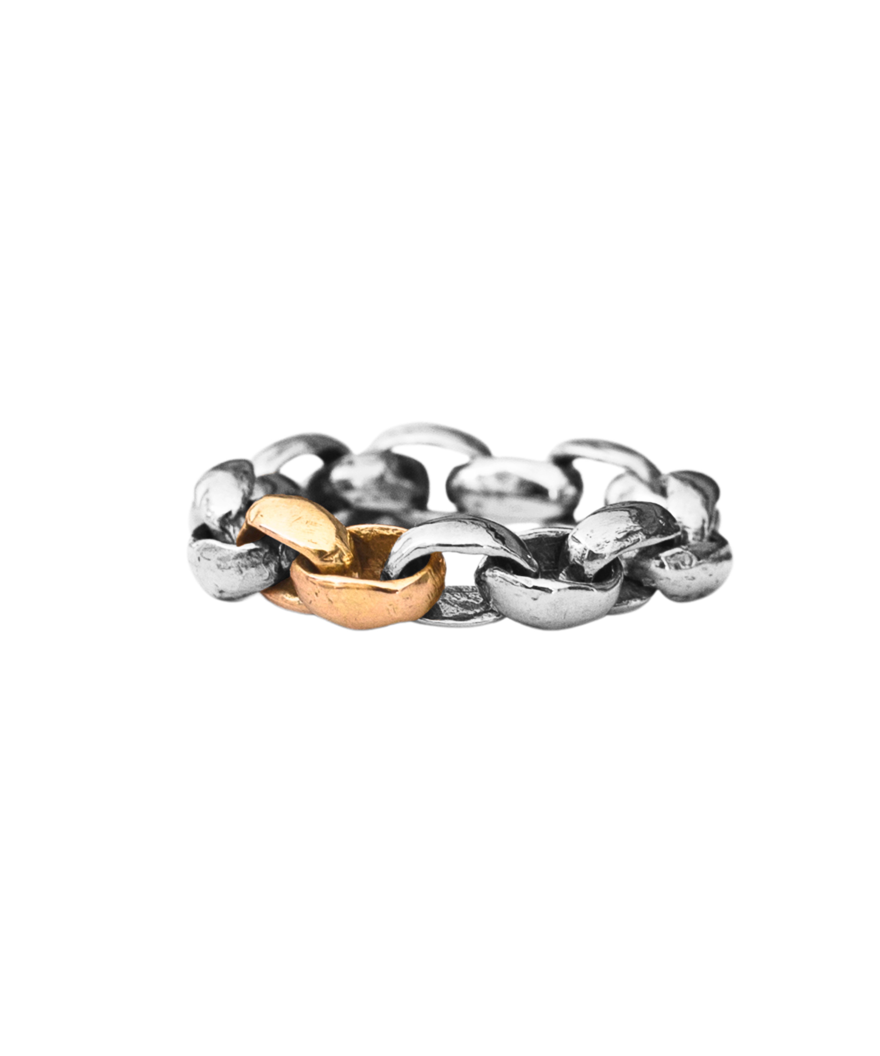 Mixed ROI Chain Link Ring in 14K Yellow Fairmined Gold and Recycled Platinum