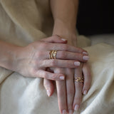 Model Wearing DORTE Sea Kelp Stacker Ring with Elegant Style