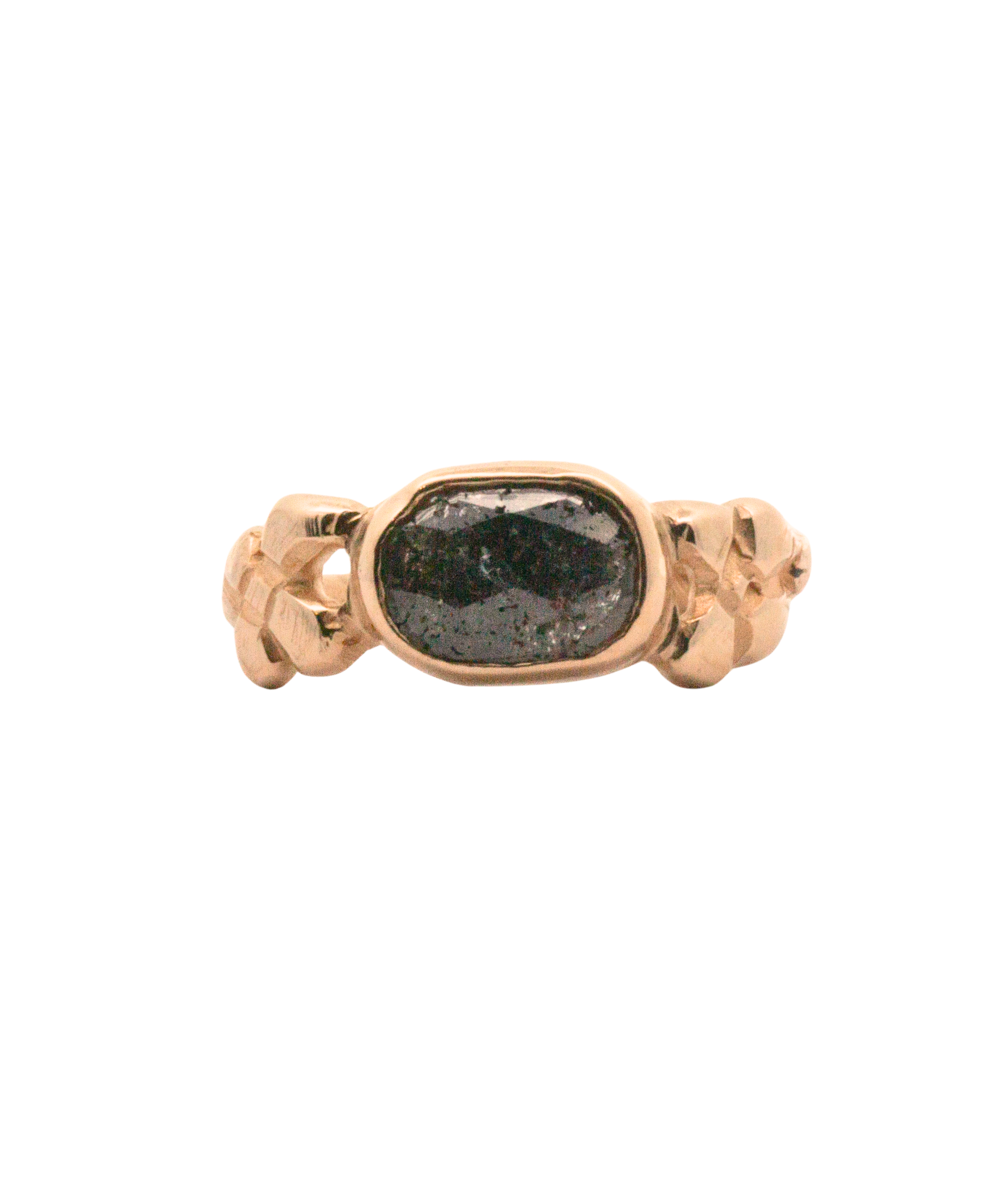 No. 71 OOAK Salt and Pepper Diamond Flower Ring in 14K Fairmined Gold