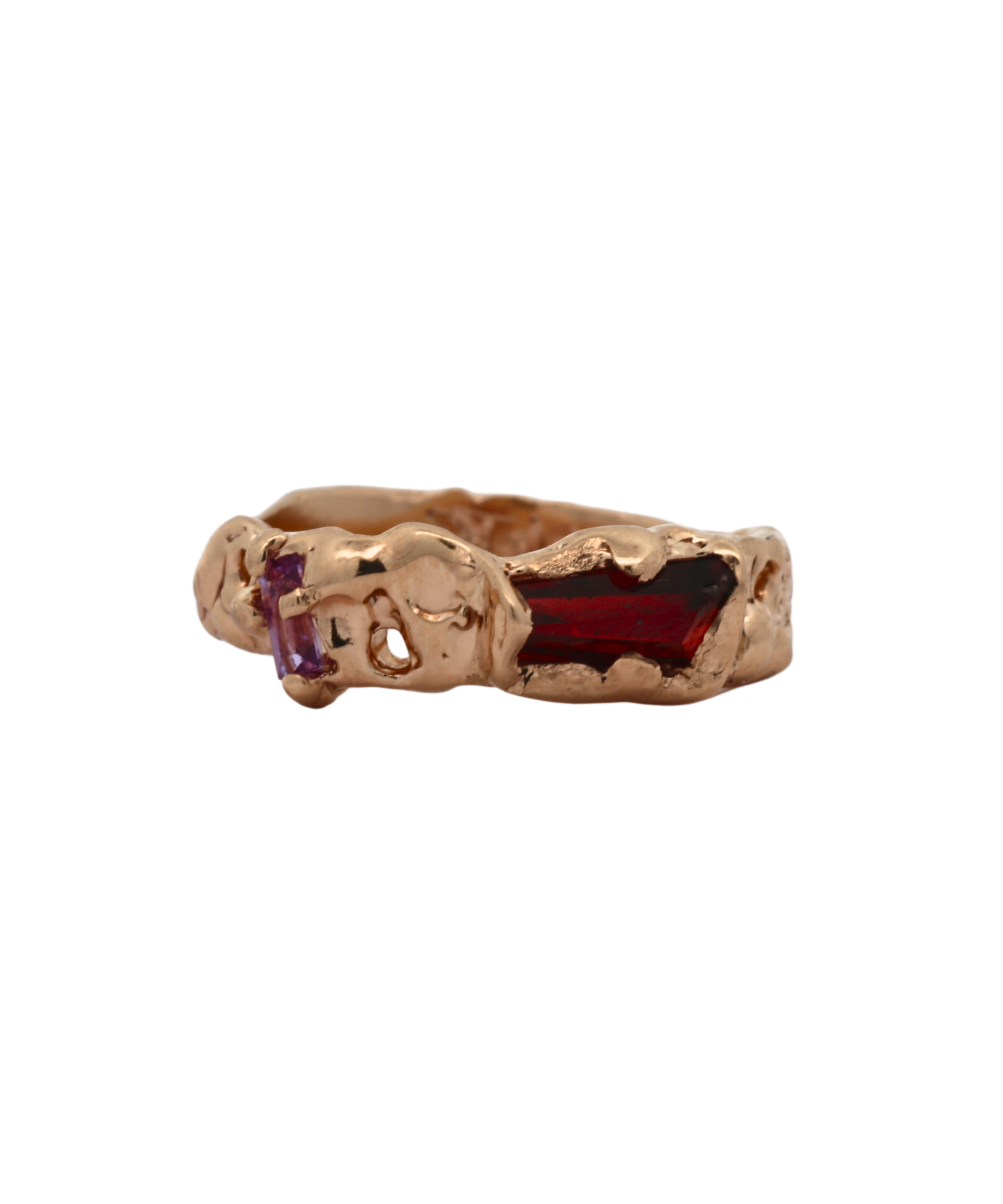 No. 85 OOAK Ring with red spinel and pink sapphire set in 14K Fairmined gold