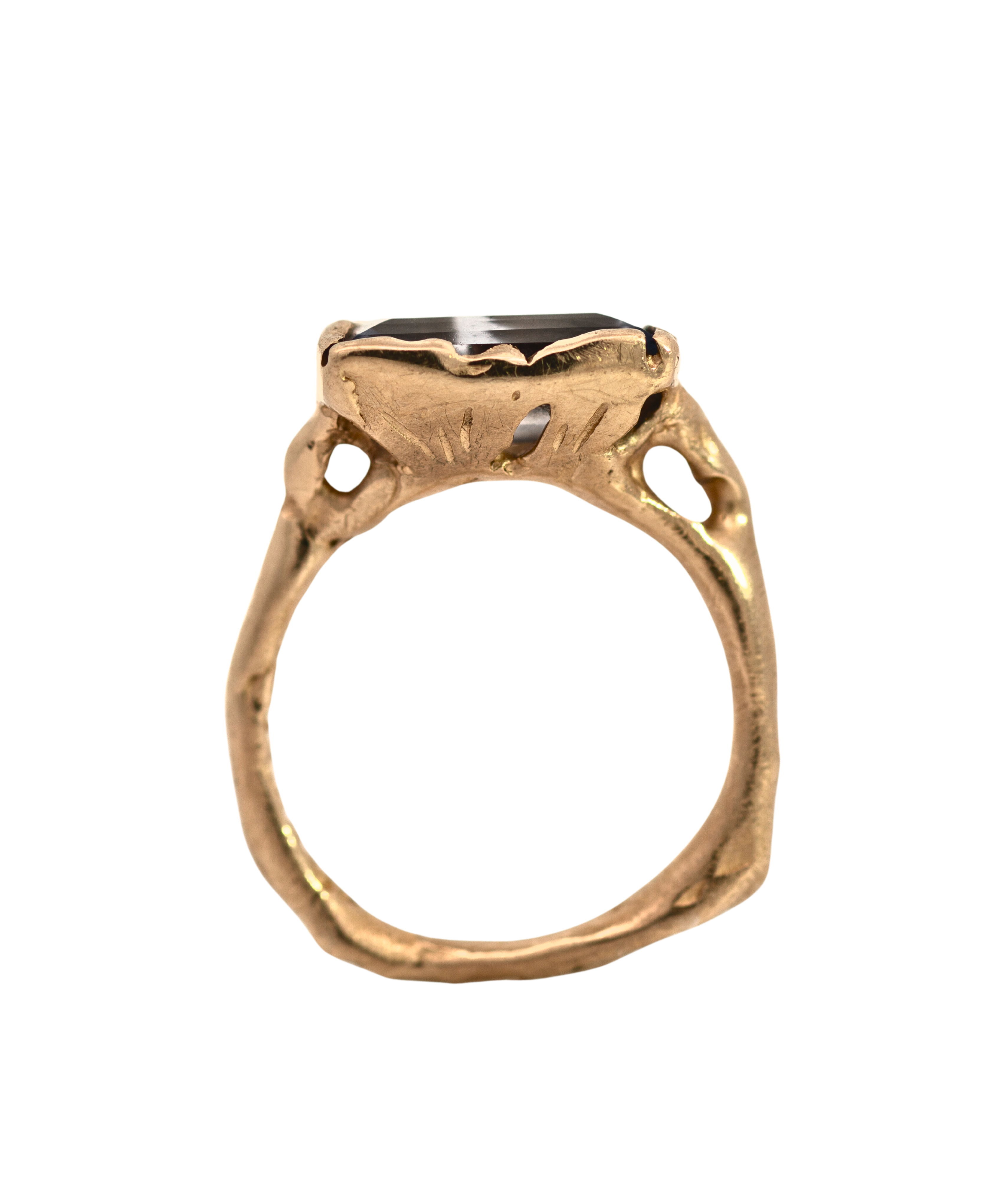 OOAK Montana Sapphire Ring with 4.75 ct Baguette-Cut Stone in 14K Fairmined Gold